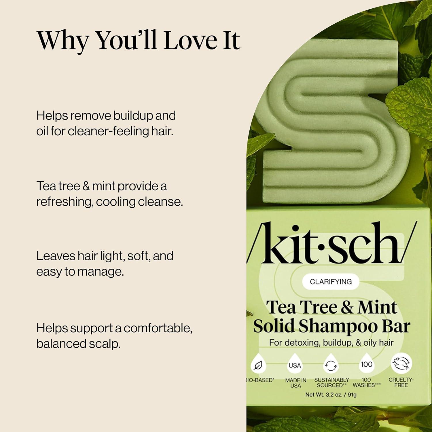 image:imageKitsch Clarifying Tea Tree amp Mint Shampoo Bar Tea Tree Shampoo for BuildUp Removal Hair Shampoo Bar for Scalp amp Oil Control Vegan Hair Care Made in USA 32 ozTea Tree Mint Clarifying Shampoo Bar