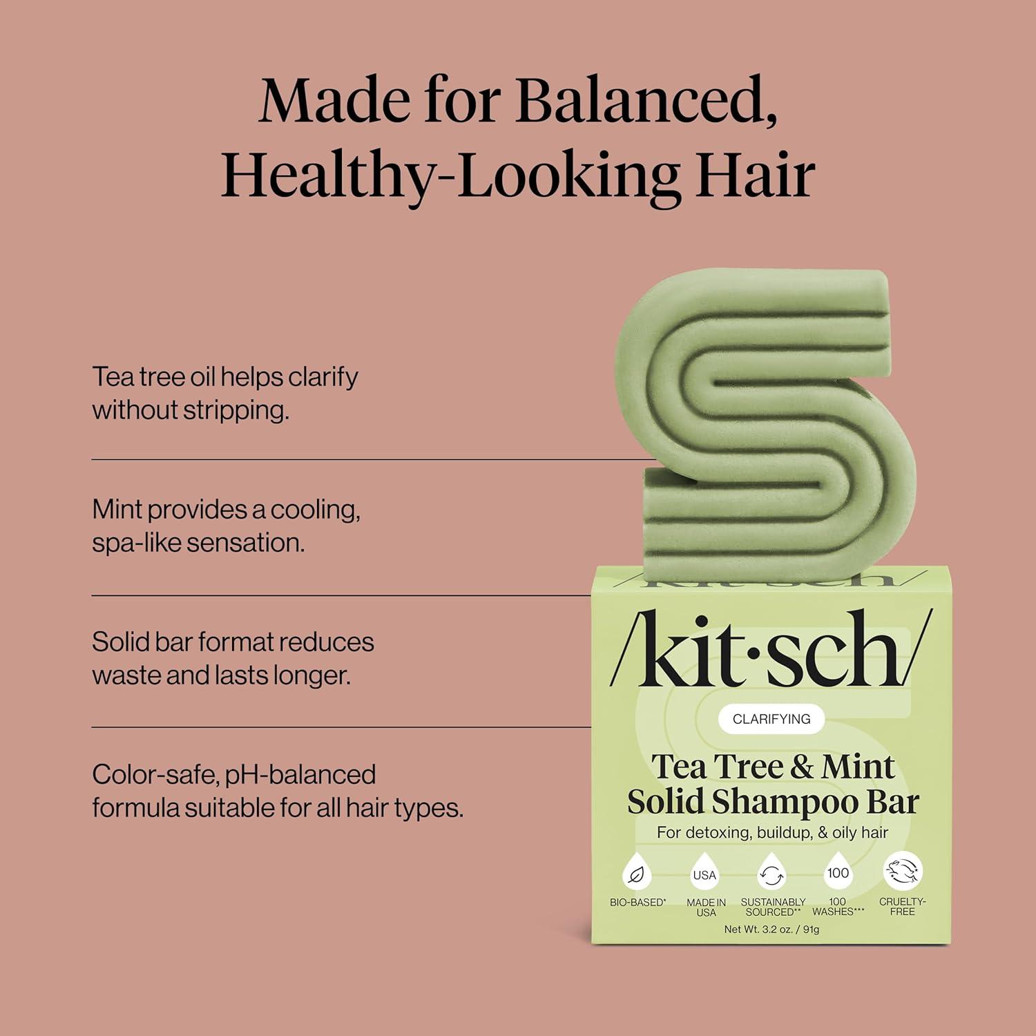 image:imageKitsch Clarifying Tea Tree amp Mint Shampoo Bar Tea Tree Shampoo for BuildUp Removal Hair Shampoo Bar for Scalp amp Oil Control Vegan Hair Care Made in USA 32 ozTea Tree Mint Clarifying Shampoo Bar