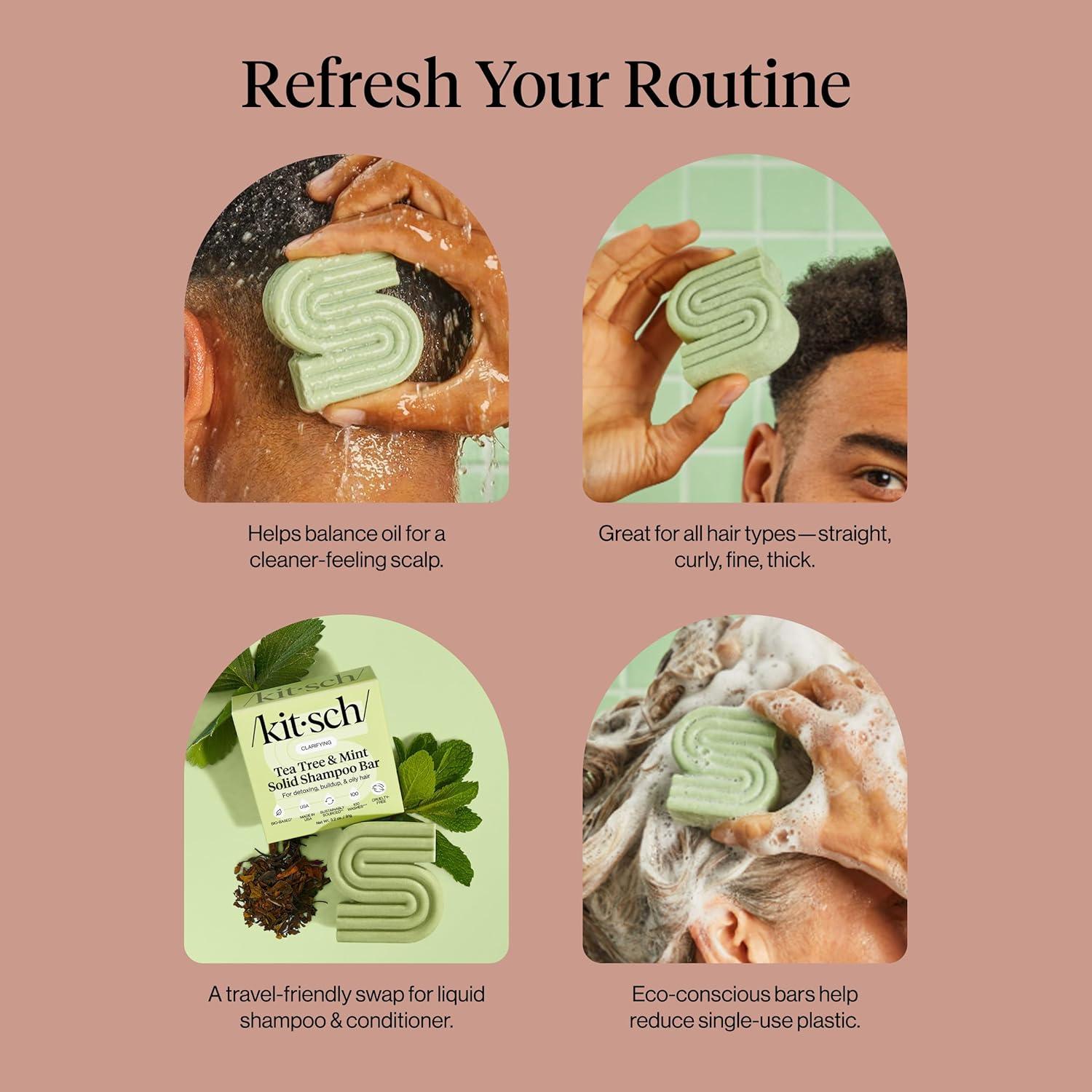 image:imageKitsch Clarifying Tea Tree amp Mint Shampoo Bar Tea Tree Shampoo for BuildUp Removal Hair Shampoo Bar for Scalp amp Oil Control Vegan Hair Care Made in USA 32 ozTea Tree Mint Clarifying Shampoo Bar