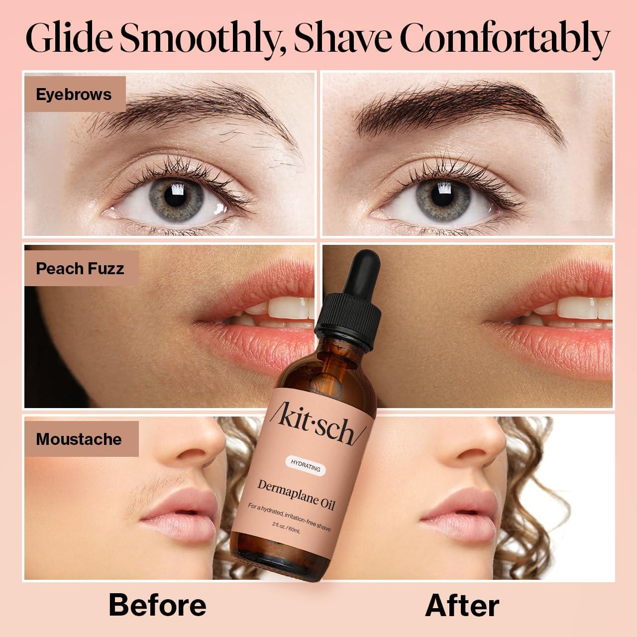 image:imageKitsch Dermaplane Face Oil with Jojoba amp Argan Oil Hydrating Facial Formula for Dermaplaning Tool Gua Sha amp Razor Use IrritationFree Shave Oil for Soft Radiant Skin 2oz