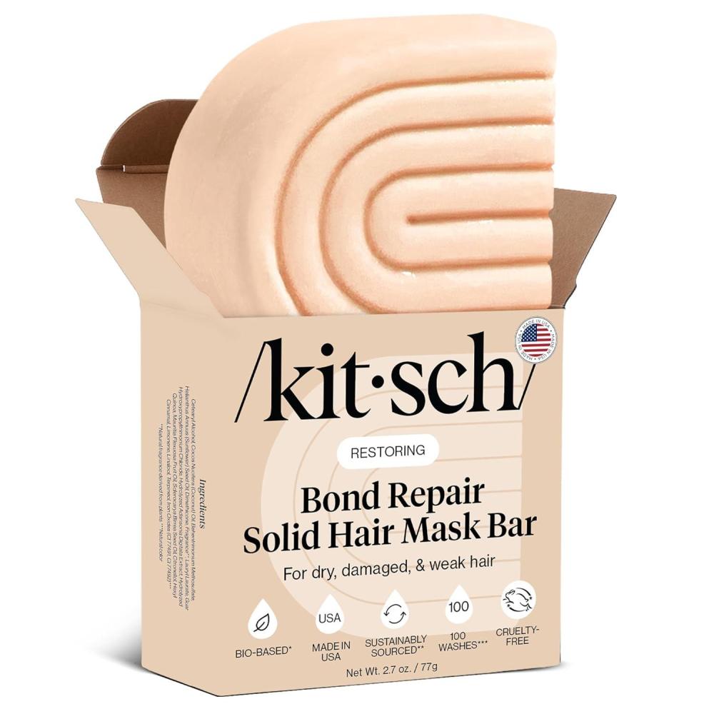 image:imageKitsch Bond Repair Hair Mask Strengthening Bond Repair Hair Treatment to Restore and Replenish Hair Mask for Damaged Hair amp Dry Solid Hair Care for All Hair Types Made in USA 27 oz