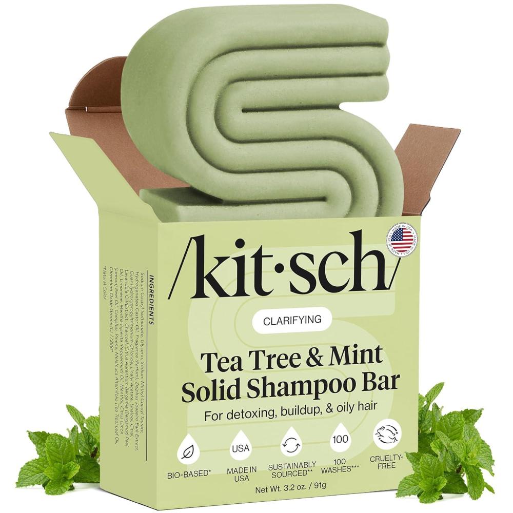 image:imageKitsch Clarifying Tea Tree amp Mint Shampoo Bar Tea Tree Shampoo for BuildUp Removal Hair Shampoo Bar for Scalp amp Oil Control Vegan Hair Care Made in USA 32 ozTea Tree Mint Clarifying Shampoo Bar