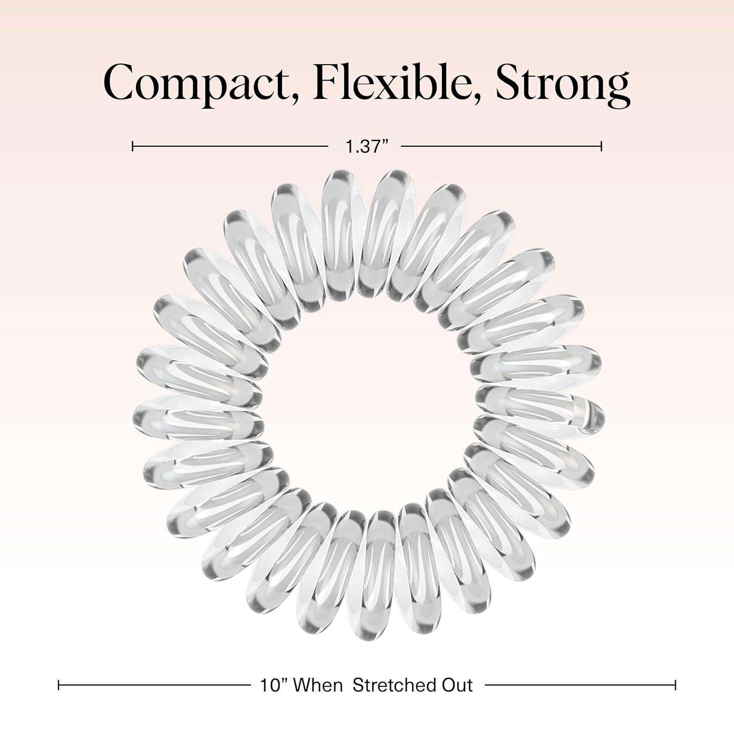 image:imageKitsch Spiral Hair Ties for Women Black Elastic Hair Ties No Damage Ponytail Holders for Thick and Thin Hair Creaseless and DentFree Coil Ideal Gifts for Women 8pc Set BlackTransparent