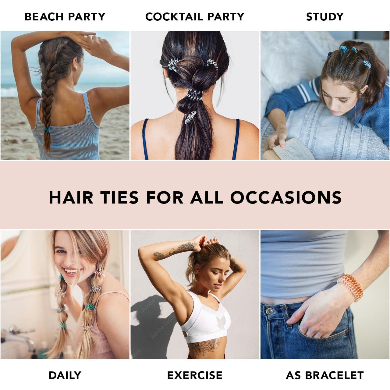 image:imageKitsch Spiral Hair Ties for Women Black Elastic Hair Ties No Damage Ponytail Holders for Thick and Thin Hair Creaseless and DentFree Coil Ideal Gifts for Women 8pc Set BlackBrunette