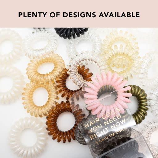image:imageKitsch Spiral Hair Ties for Women Black Elastic Hair Ties No Damage Ponytail Holders for Thick and Thin Hair Creaseless and DentFree Coil Ideal Gifts for Women 8pc Set BlackBrunette