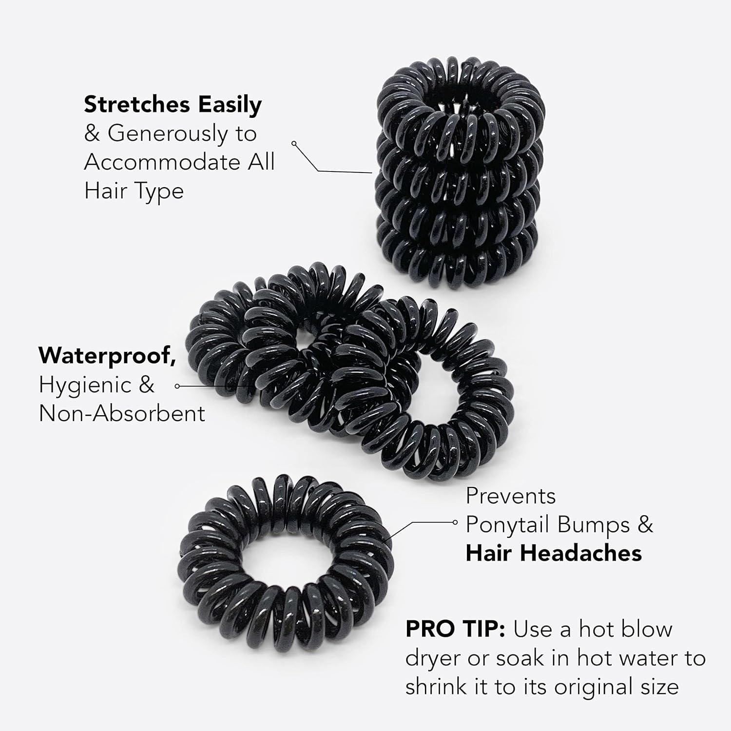 image:imageKitsch Spiral Hair Ties for Women Black Elastic Hair Ties No Damage Ponytail Holders for Thick and Thin Hair Creaseless and DentFree Coil Ideal Gifts for Women 8pc Set BlackBlack