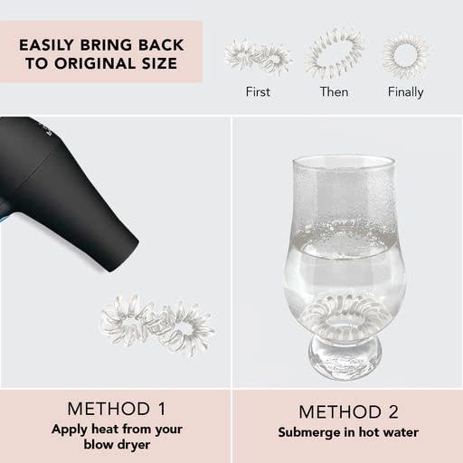 image:imageKitsch Spiral Hair Ties for Women Black Elastic Hair Ties No Damage Ponytail Holders for Thick and Thin Hair Creaseless and DentFree Coil Ideal Gifts for Women 8pc Set BlackTransparent