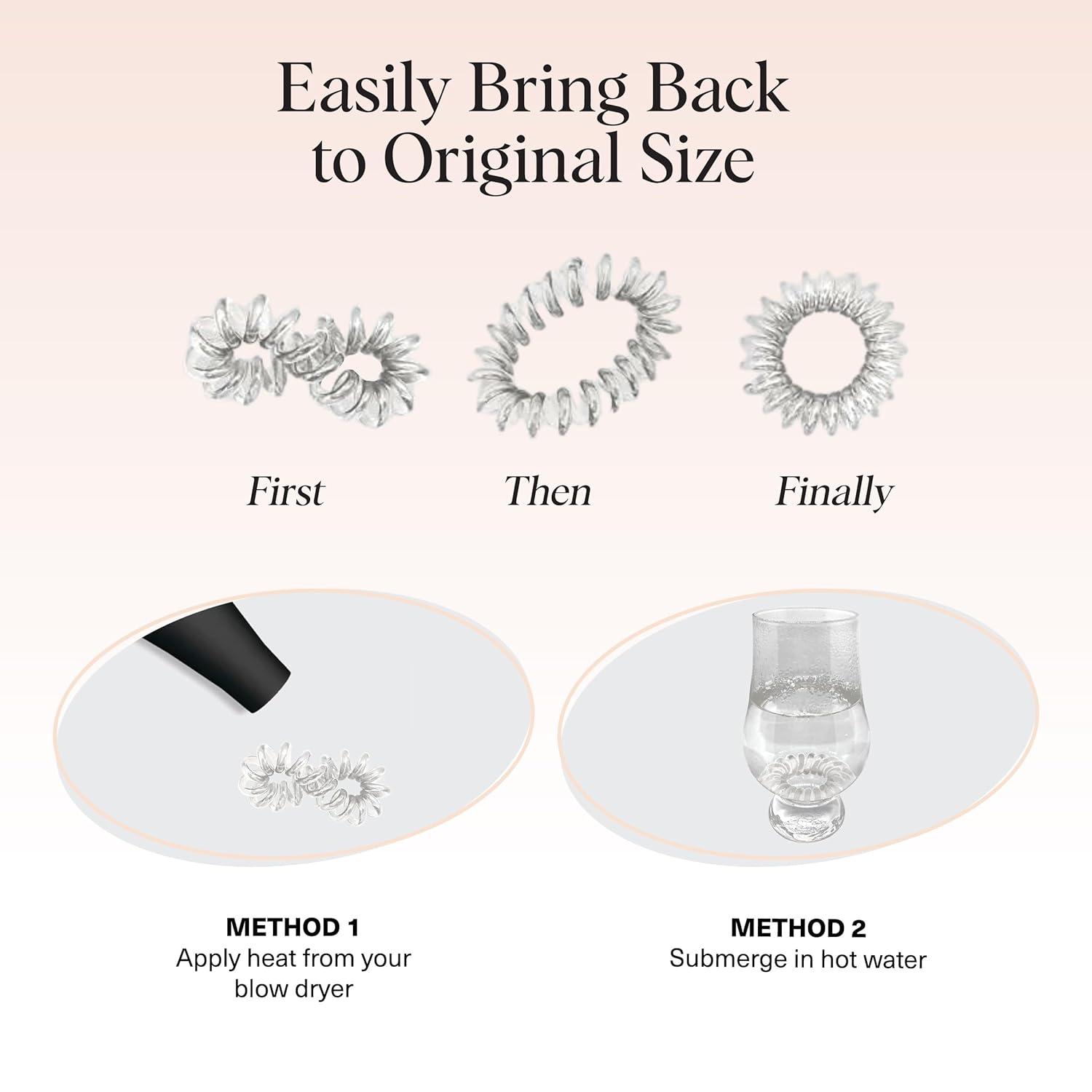 image:imageKitsch Spiral Hair Ties for Women Black Elastic Hair Ties No Damage Ponytail Holders for Thick and Thin Hair Creaseless and DentFree Coil Ideal Gifts for Women 8pc Set BlackTransparent