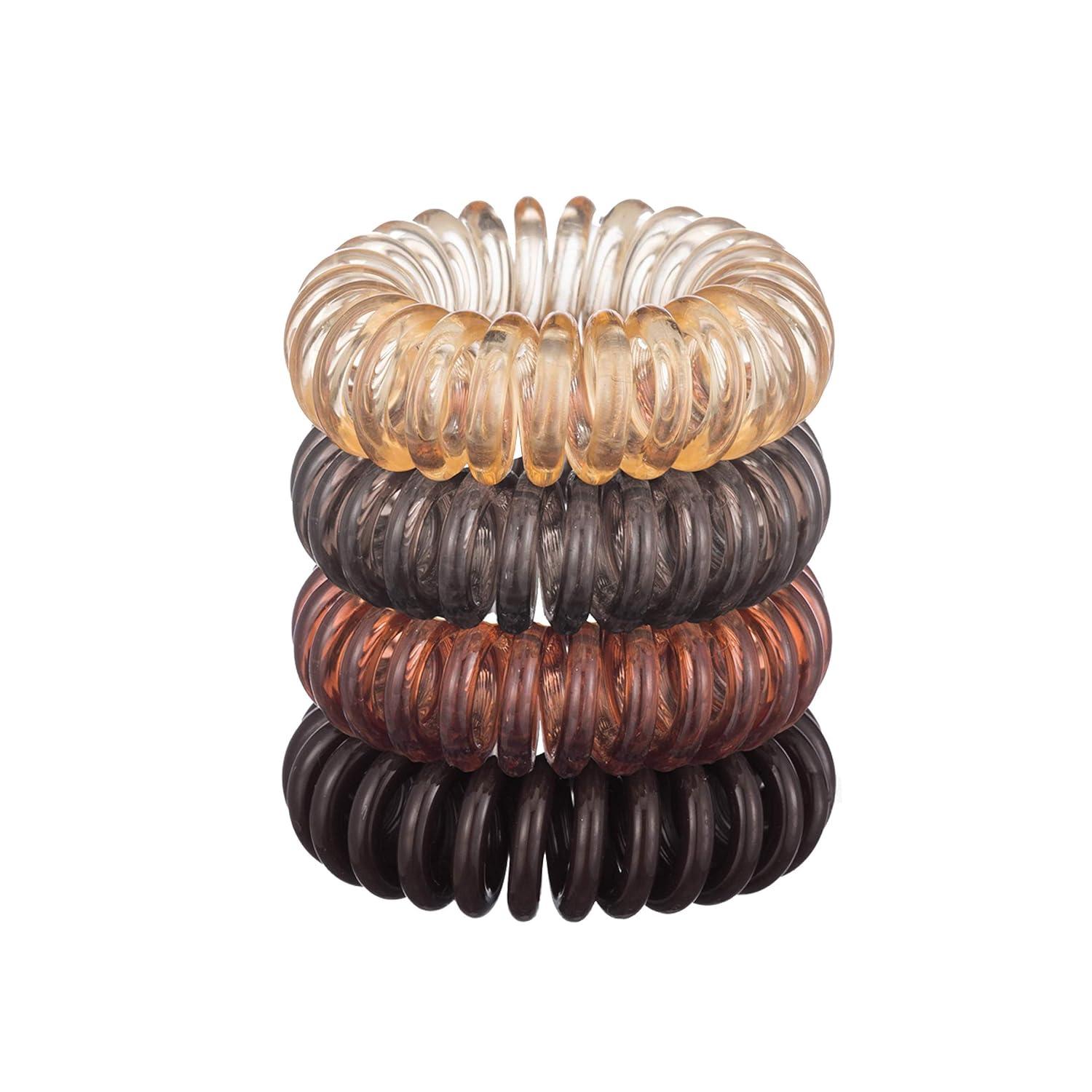 image:imageKitsch Spiral Hair Ties for Women Black Elastic Hair Ties No Damage Ponytail Holders for Thick and Thin Hair Creaseless and DentFree Coil Ideal Gifts for Women 8pc Set BlackBrunette