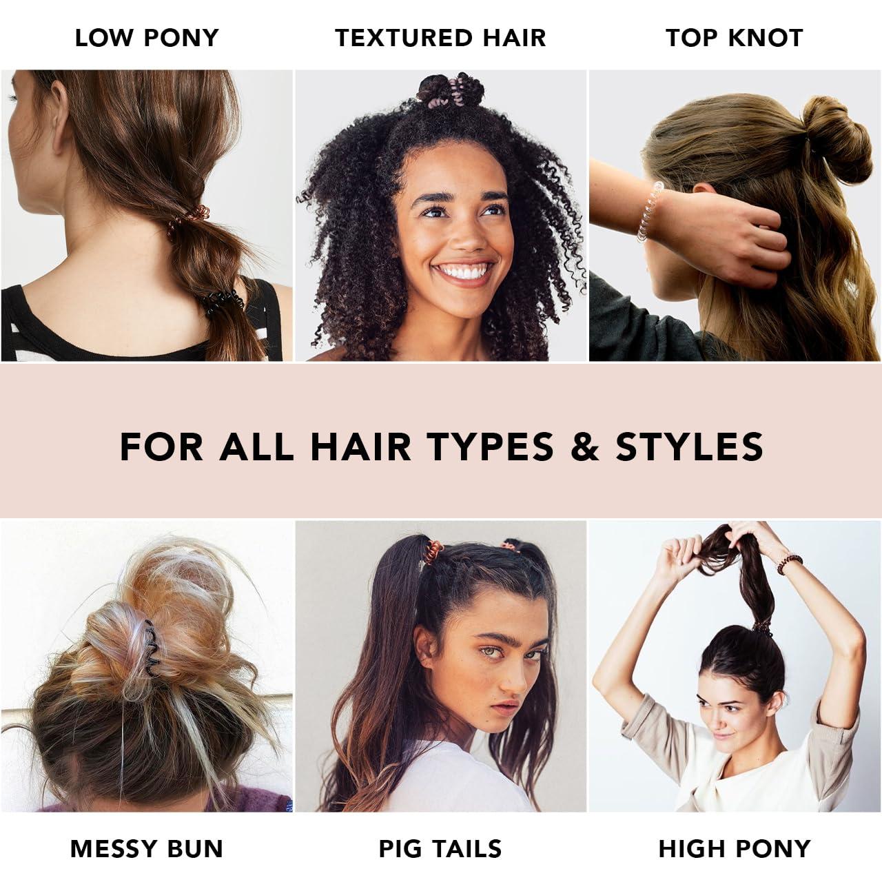 image:imageKitsch Spiral Hair Ties for Women Black Elastic Hair Ties No Damage Ponytail Holders for Thick and Thin Hair Creaseless and DentFree Coil Ideal Gifts for Women 8pc Set BlackBrunette