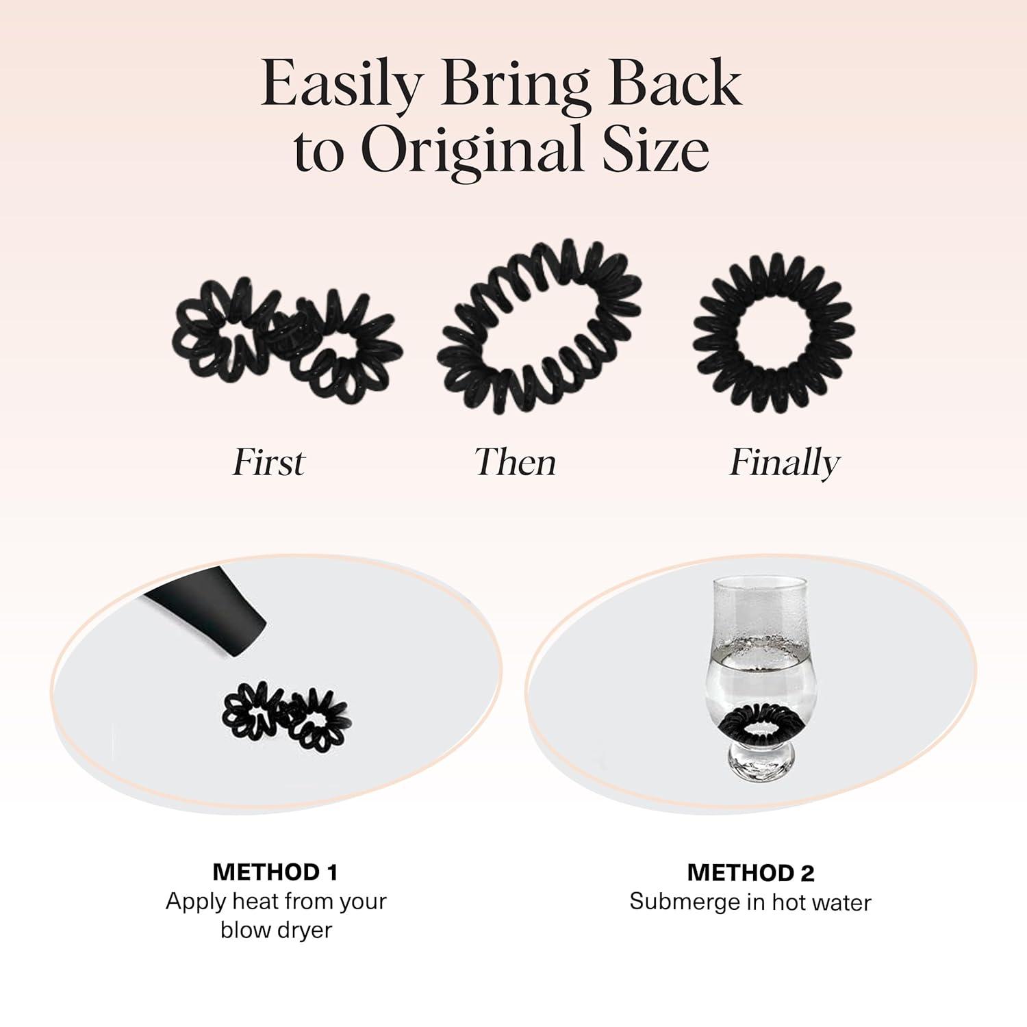 image:imageKitsch Spiral Hair Ties for Women Black Elastic Hair Ties No Damage Ponytail Holders for Thick and Thin Hair Creaseless and DentFree Coil Ideal Gifts for Women 8pc Set BlackWatercolor