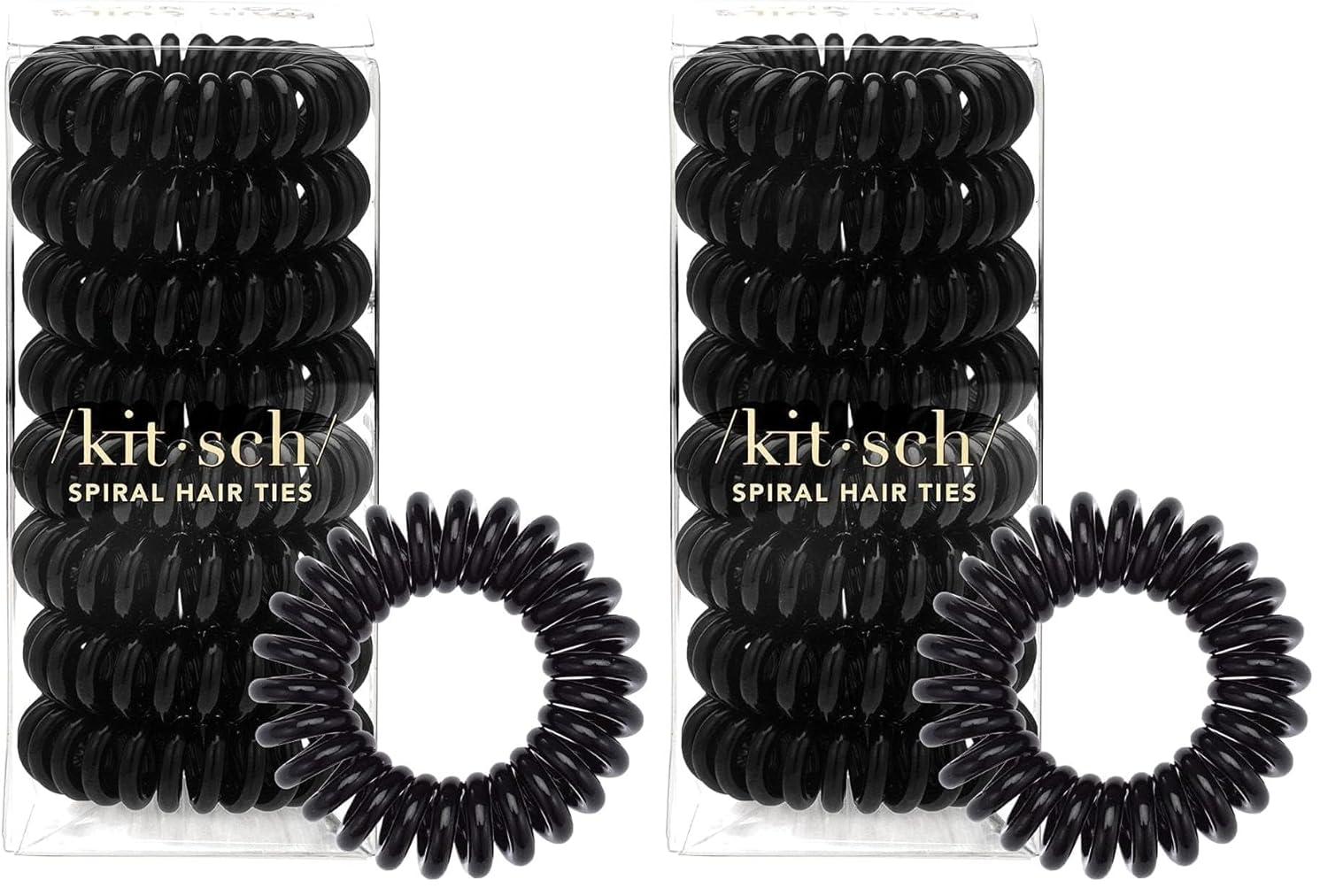 image:imageKitsch Spiral Hair Ties for Women Black Elastic Hair Ties No Damage Ponytail Holders for Thick and Thin Hair Creaseless and DentFree Coil Ideal Gifts for Women 8pc Set BlackBlack