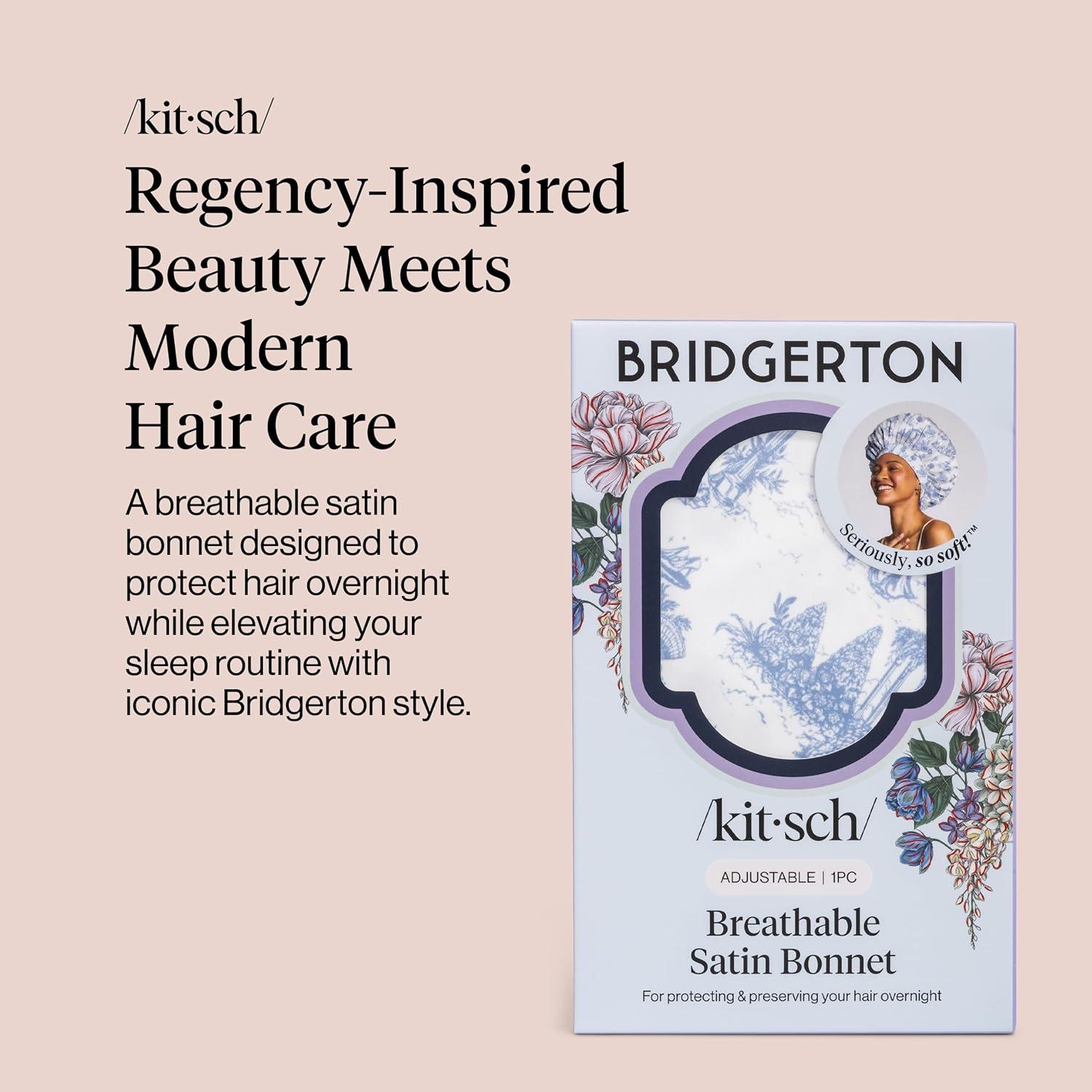 image:imageKitsch x Bridgerton Satin Bonnet for Sleeping Softer Than Silk Bonnet For Sleeping Women Secure Fit Adjustable Night Cap For Curly amp Textured Hair Prevents Breakage amp Tangles Garden ToileGarden Toile