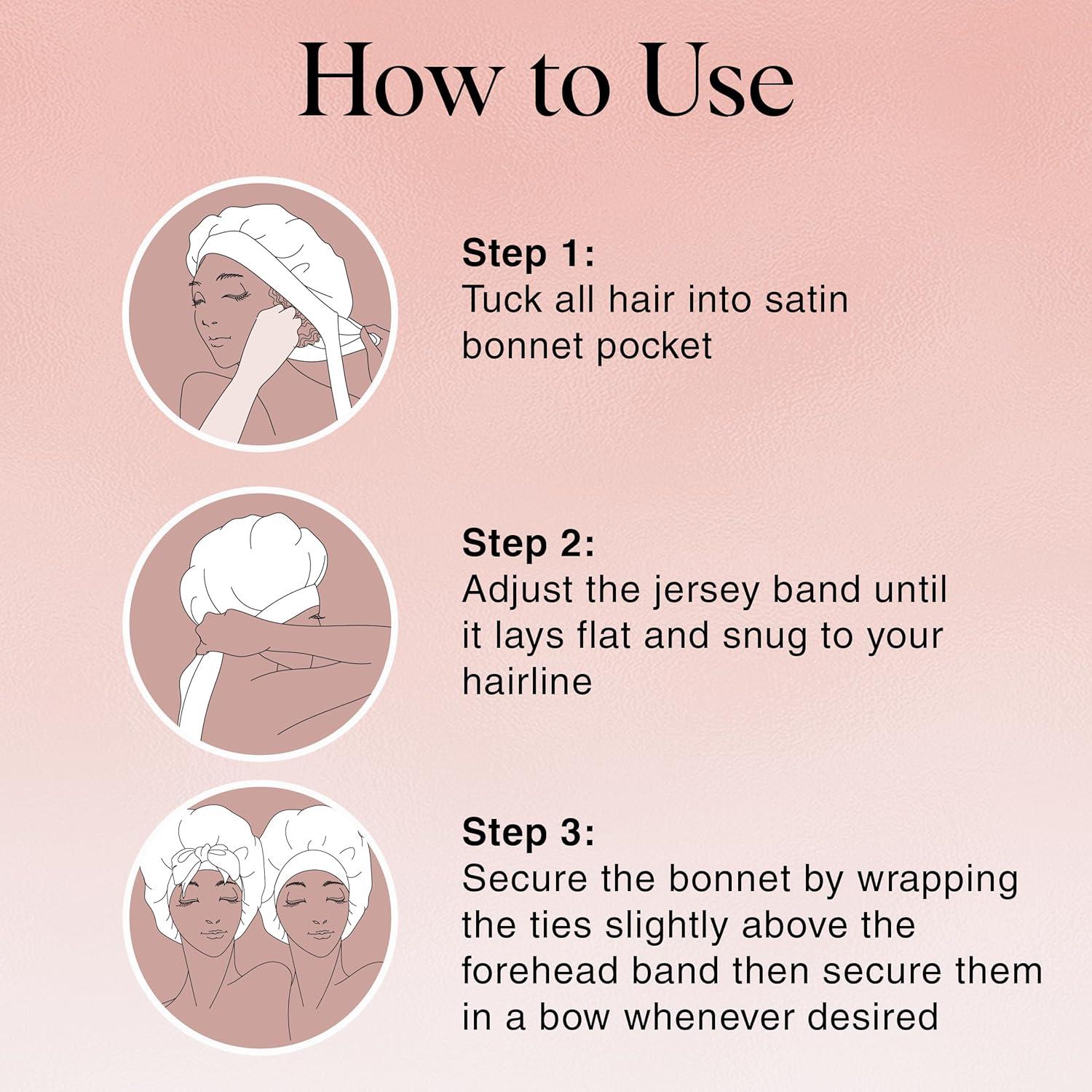 image:imageKitsch x Bridgerton Satin Bonnet for Sleeping Softer Than Silk Bonnet For Sleeping Women Secure Fit Adjustable Night Cap For Curly amp Textured Hair Prevents Breakage amp Tangles Garden ToileBlush