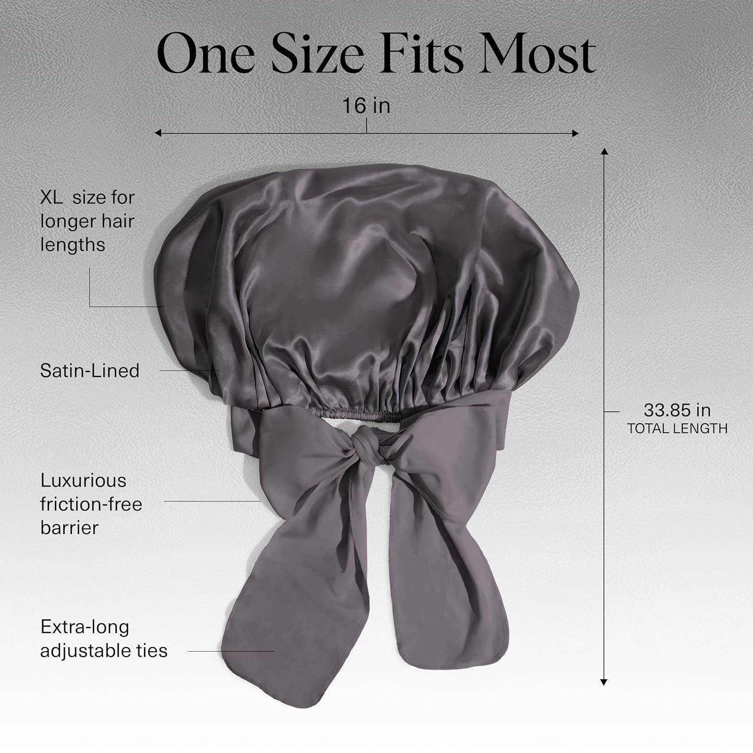 image:imageKitsch x Bridgerton Satin Bonnet for Sleeping Softer Than Silk Bonnet For Sleeping Women Secure Fit Adjustable Night Cap For Curly amp Textured Hair Prevents Breakage amp Tangles Garden ToileCharcoal