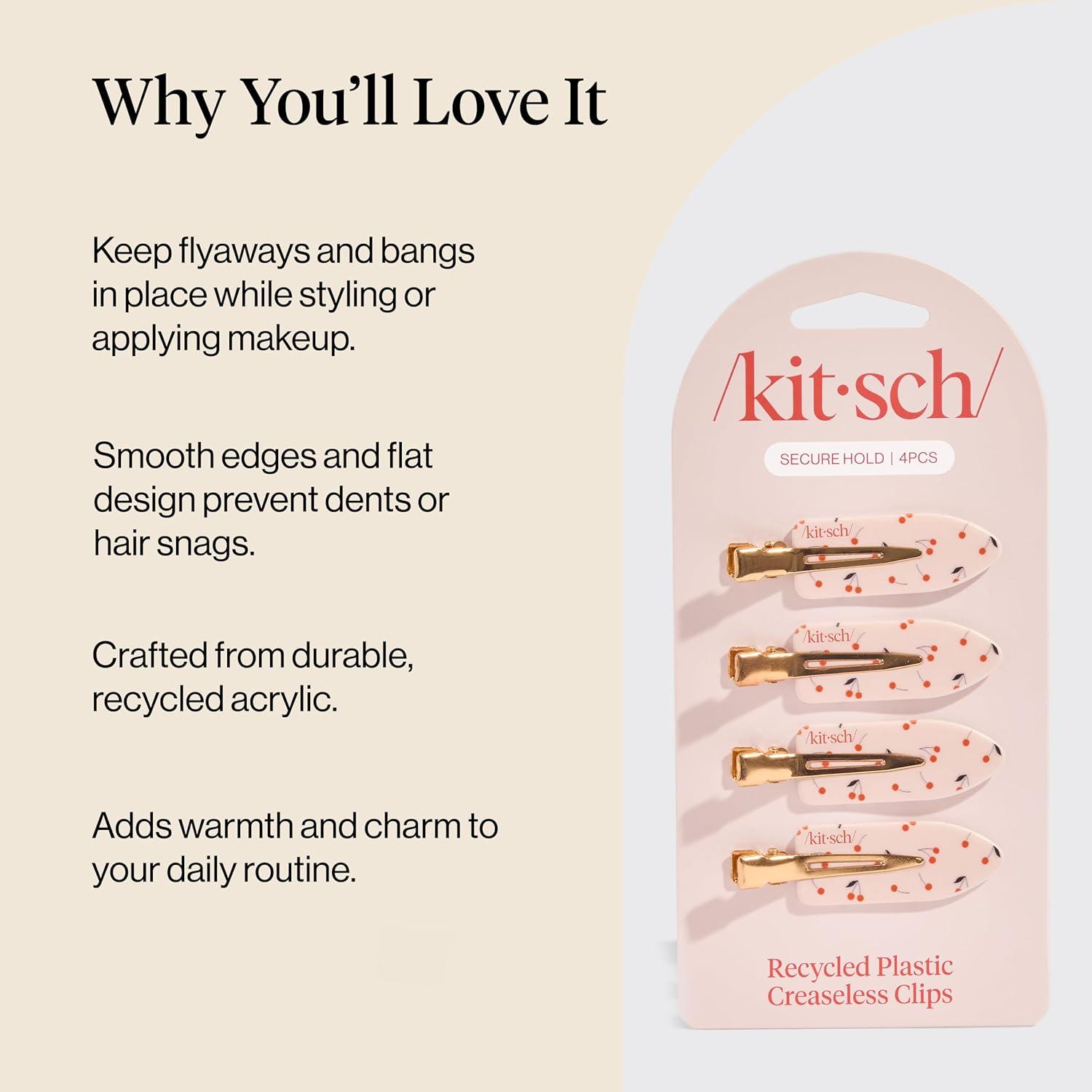 image:imageBridgerton x Kitsch Creaseless Hair Clips for Women No Crease No Bend Hair Clips for Styling Bangs Makeup Application Face Wash Recycled Acrylic Toile in Bloom Ideal Gifts for Women 4pcsCherry Print