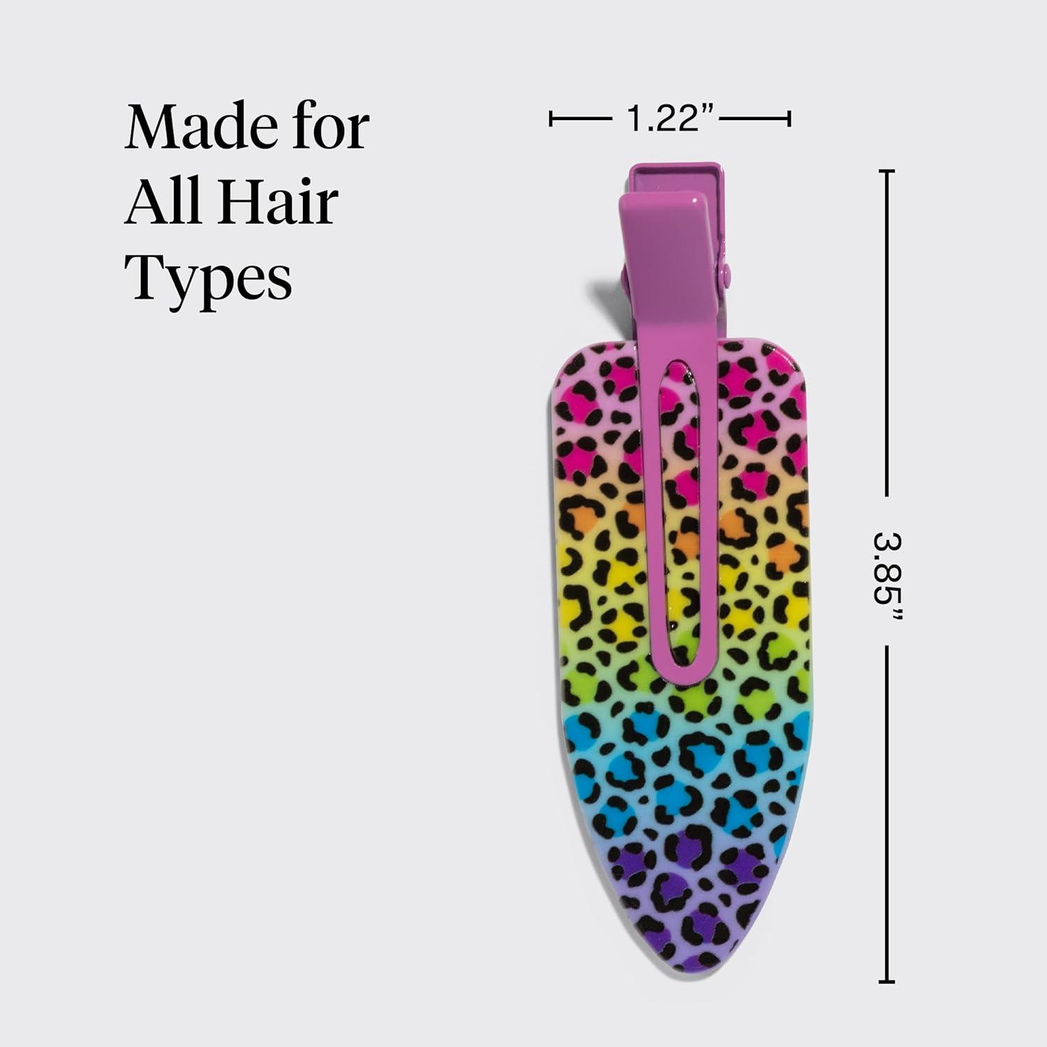image:imageBridgerton x Kitsch Creaseless Hair Clips for Women No Crease No Bend Hair Clips for Styling Bangs Makeup Application Face Wash Recycled Acrylic Toile in Bloom Ideal Gifts for Women 4pcsRainbow Leopard