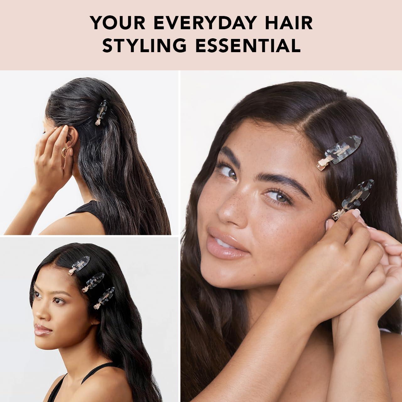 image:imageBridgerton x Kitsch Creaseless Hair Clips for Women No Crease No Bend Hair Clips for Styling Bangs Makeup Application Face Wash Recycled Acrylic Toile in Bloom Ideal Gifts for Women 4pcsBlack Terrazzo
