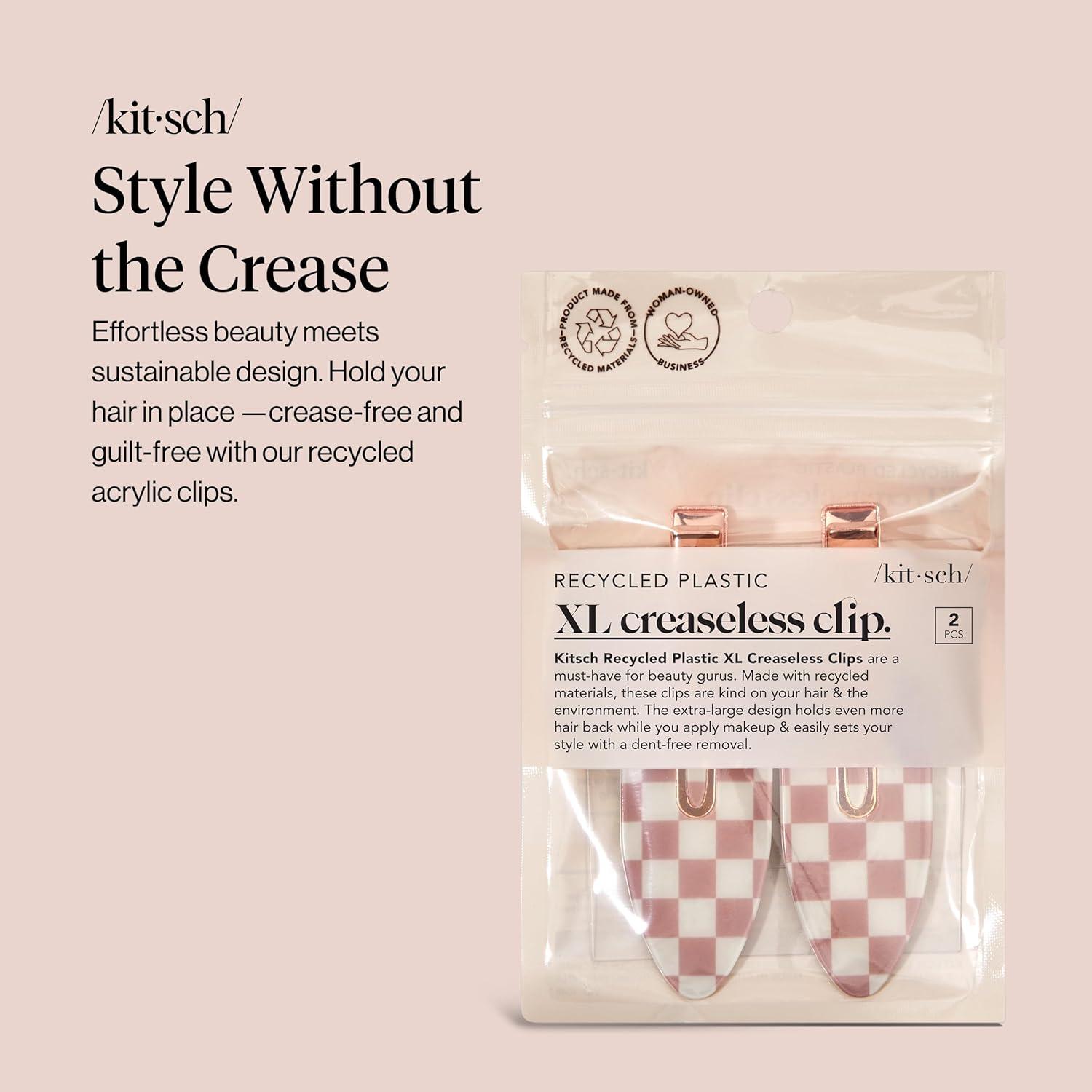 image:imageBridgerton x Kitsch Creaseless Hair Clips for Women No Crease No Bend Hair Clips for Styling Bangs Makeup Application Face Wash Recycled Acrylic Toile in Bloom Ideal Gifts for Women 4pcsTerracotta Checkered