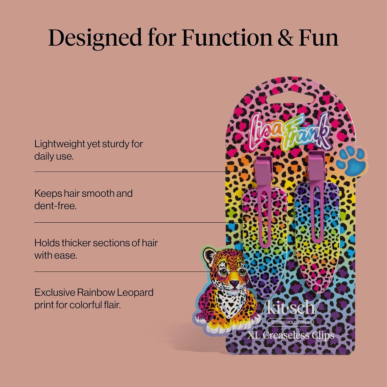 image:imageBridgerton x Kitsch Creaseless Hair Clips for Women No Crease No Bend Hair Clips for Styling Bangs Makeup Application Face Wash Recycled Acrylic Toile in Bloom Ideal Gifts for Women 4pcsRainbow Leopard