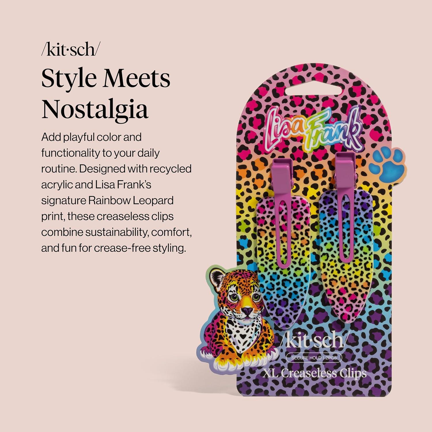 image:imageBridgerton x Kitsch Creaseless Hair Clips for Women No Crease No Bend Hair Clips for Styling Bangs Makeup Application Face Wash Recycled Acrylic Toile in Bloom Ideal Gifts for Women 4pcsRainbow Leopard