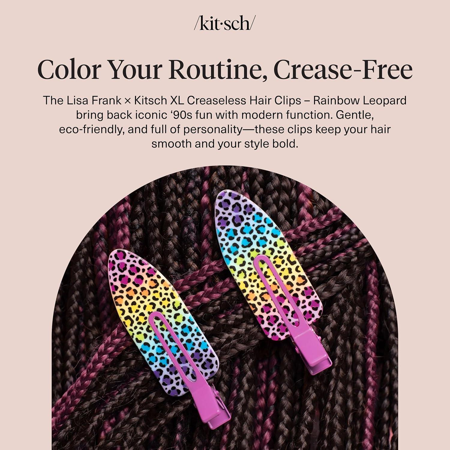 image:imageBridgerton x Kitsch Creaseless Hair Clips for Women No Crease No Bend Hair Clips for Styling Bangs Makeup Application Face Wash Recycled Acrylic Toile in Bloom Ideal Gifts for Women 4pcsRainbow Leopard