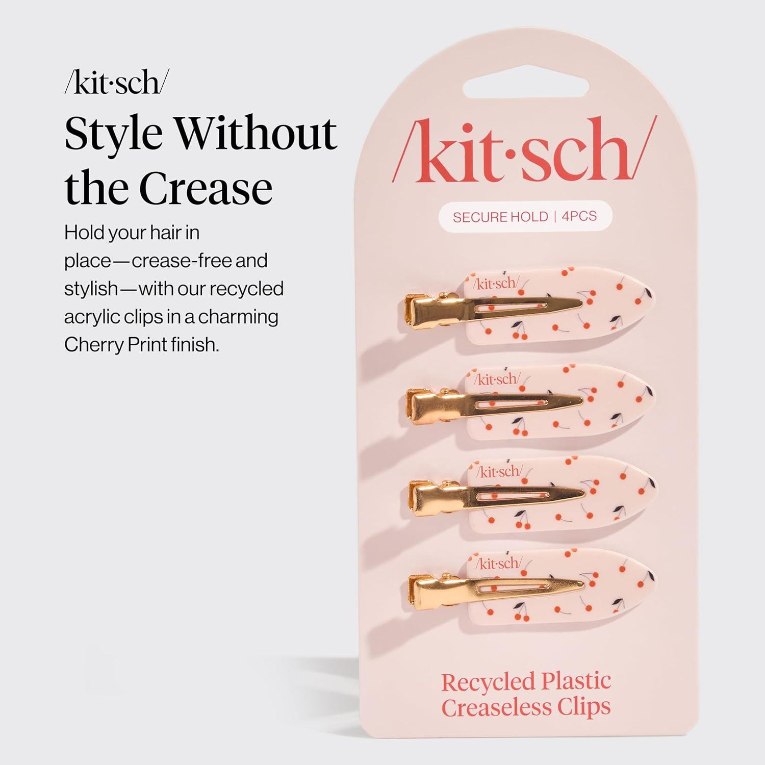 image:imageBridgerton x Kitsch Creaseless Hair Clips for Women No Crease No Bend Hair Clips for Styling Bangs Makeup Application Face Wash Recycled Acrylic Toile in Bloom Ideal Gifts for Women 4pcsCherry Print