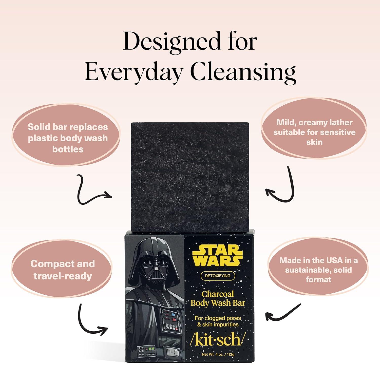 image:imageKitsch Charcoal Soap Body Wash Bar x Star Wars Darth Detoxifying Bar Soap wActivated Charcoal Gently Removes Excess Oil amp Impurities Clears Pores Firms amp Moisturizes Skin Made in USA 4 oz
