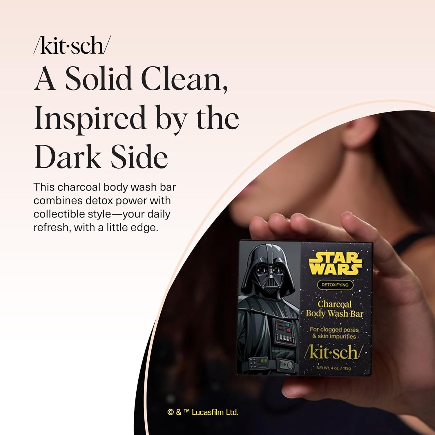 image:imageKitsch Charcoal Soap Body Wash Bar x Star Wars Darth Detoxifying Bar Soap wActivated Charcoal Gently Removes Excess Oil amp Impurities Clears Pores Firms amp Moisturizes Skin Made in USA 4 oz