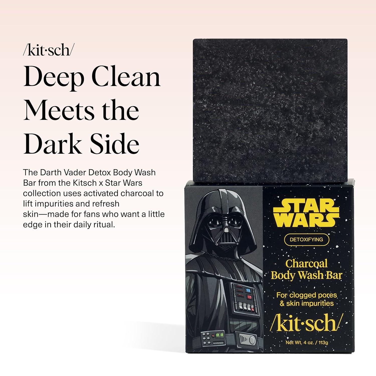 image:imageKitsch Charcoal Soap Body Wash Bar x Star Wars Darth Detoxifying Bar Soap wActivated Charcoal Gently Removes Excess Oil amp Impurities Clears Pores Firms amp Moisturizes Skin Made in USA 4 oz