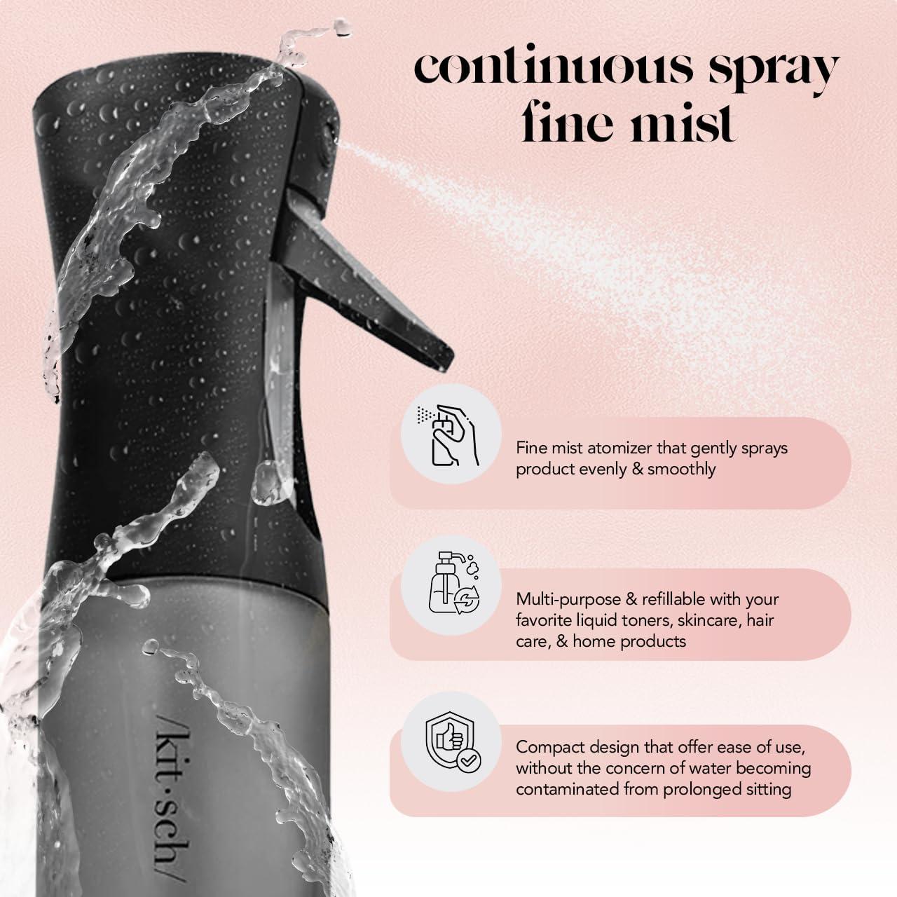 image:imageKitsch Continuous Spray Bottle for Hair Fine Mist Water Mister amp Water Spray Bottle Recycled Hair Spray Bottle Spray Bottles for Cleaning Styling Plants amp More Sheer Violet 150mlBlack