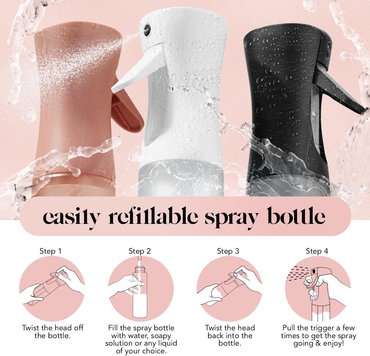 image:imageKitsch Continuous Spray Bottle for Hair Fine Mist Water Mister amp Water Spray Bottle Recycled Hair Spray Bottle Spray Bottles for Cleaning Styling Plants amp More Sheer Violet 150mlBlack