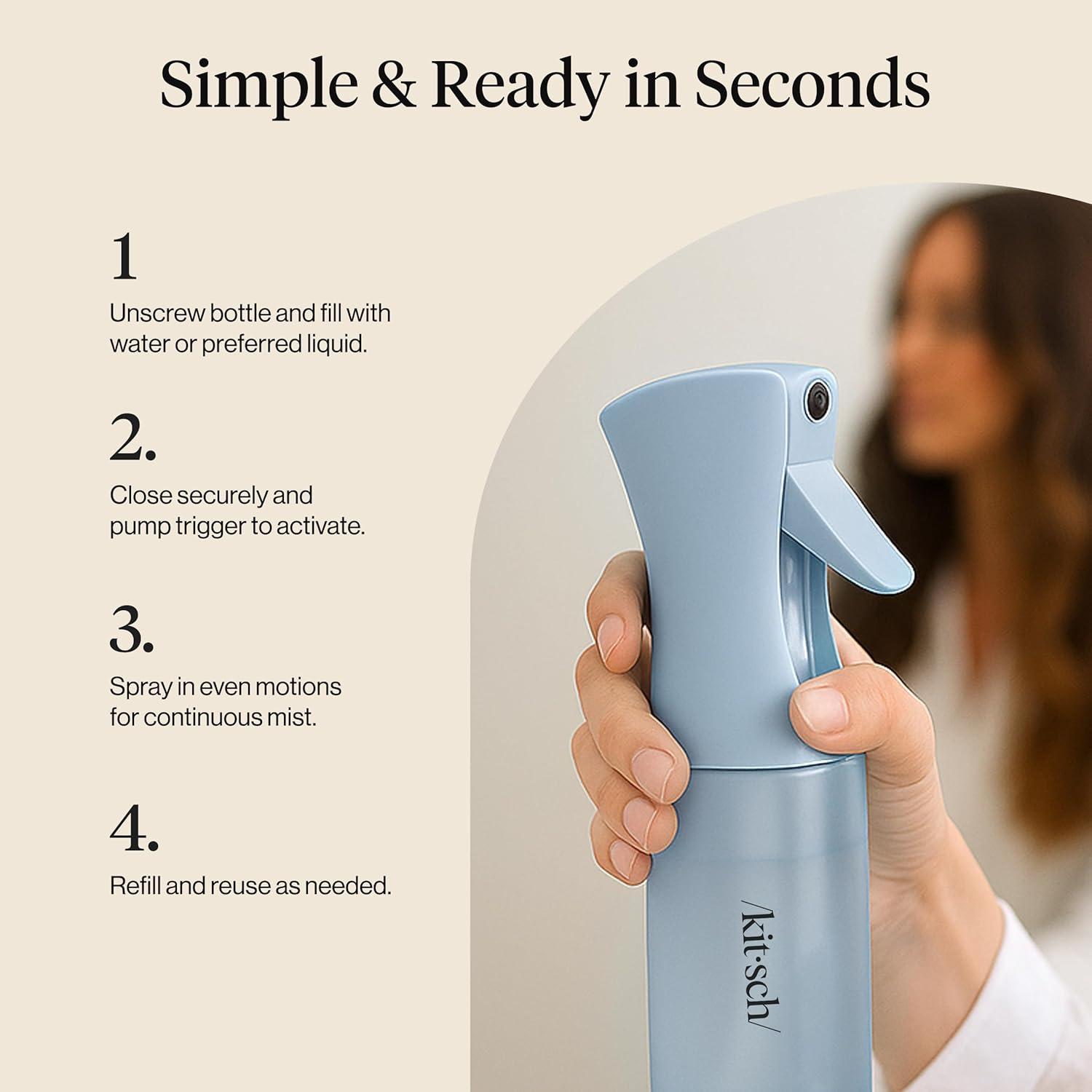 image:imageKitsch Continuous Spray Bottle for Hair Fine Mist Water Mister amp Water Spray Bottle Recycled Hair Spray Bottle Spray Bottles for Cleaning Styling Plants amp More Sheer Violet 150mlHaze Blue