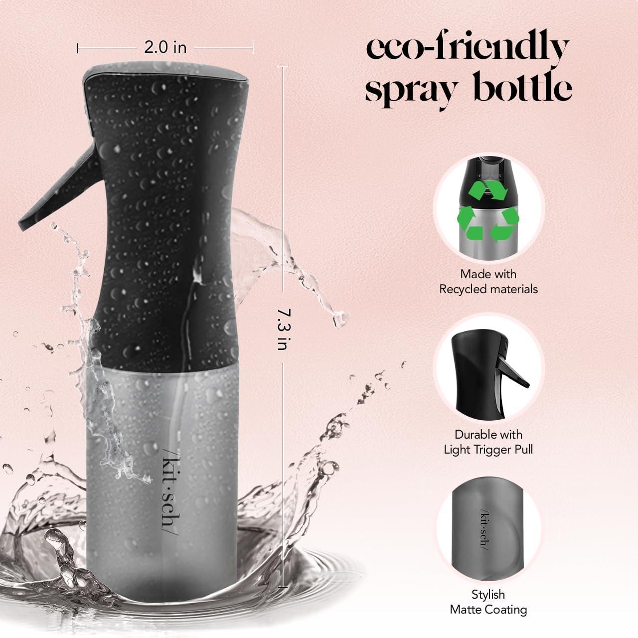image:imageKitsch Continuous Spray Bottle for Hair Fine Mist Water Mister amp Water Spray Bottle Recycled Hair Spray Bottle Spray Bottles for Cleaning Styling Plants amp More Sheer Violet 150mlBlack
