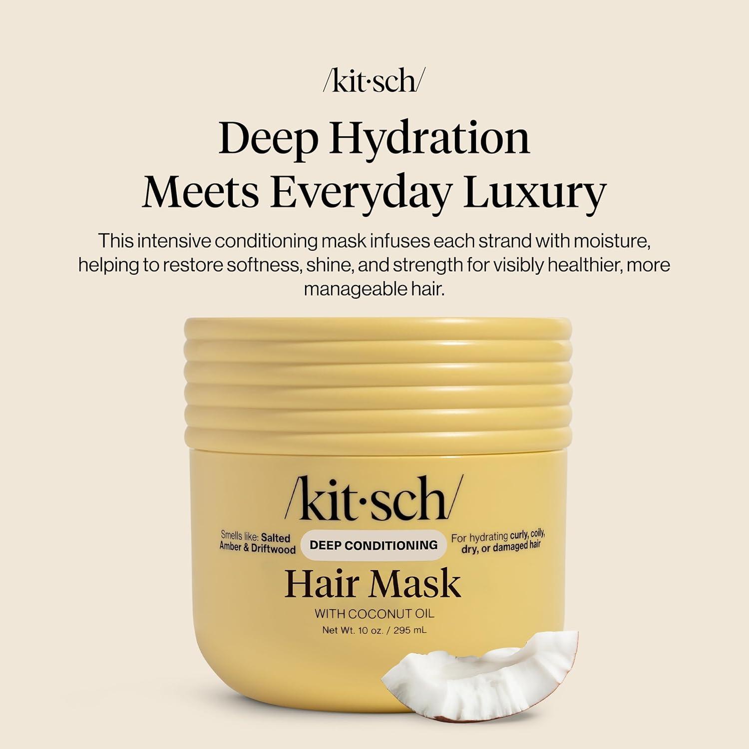 image:imageKitsch Deep Conditioning Hair Mask Moisturizing Hair Mask for Damaged Hair with Coconut Oil Hydrating Strengthening amp FrizzReducing Hair Care Treatment for Curly Coily amp All Hair Types 10 oz