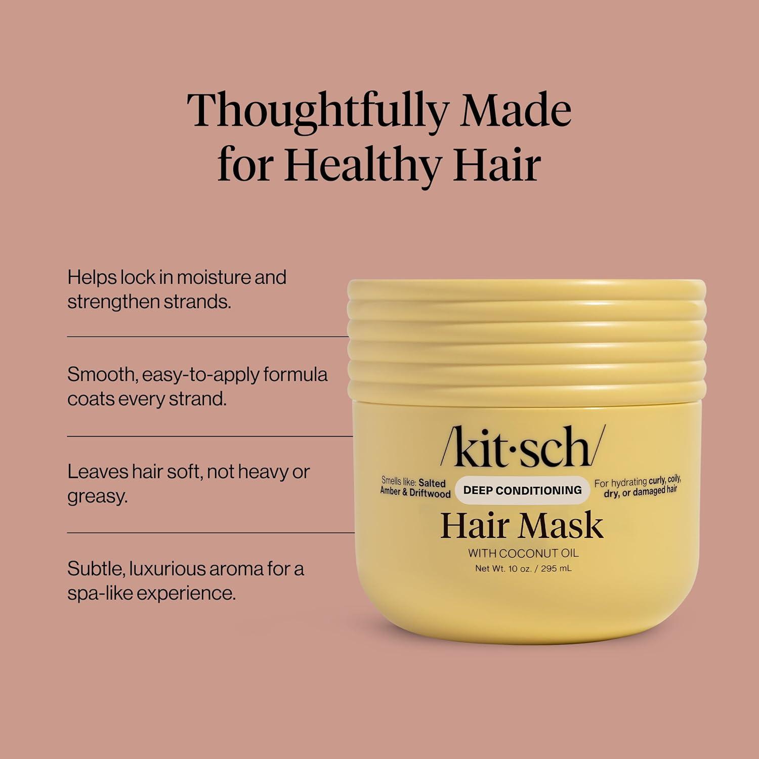 image:imageKitsch Deep Conditioning Hair Mask Moisturizing Hair Mask for Damaged Hair with Coconut Oil Hydrating Strengthening amp FrizzReducing Hair Care Treatment for Curly Coily amp All Hair Types 10 oz