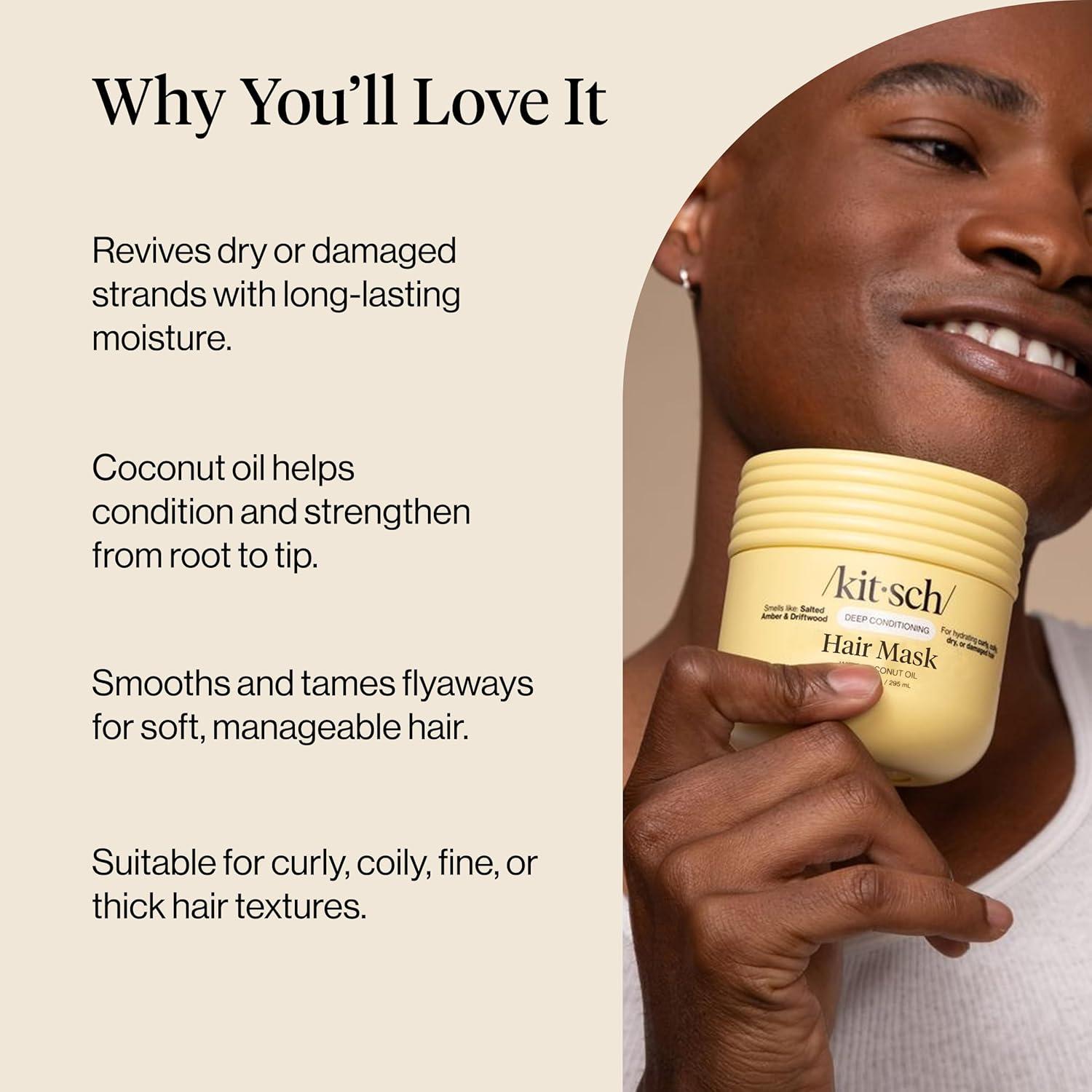 image:imageKitsch Deep Conditioning Hair Mask Moisturizing Hair Mask for Damaged Hair with Coconut Oil Hydrating Strengthening amp FrizzReducing Hair Care Treatment for Curly Coily amp All Hair Types 10 oz