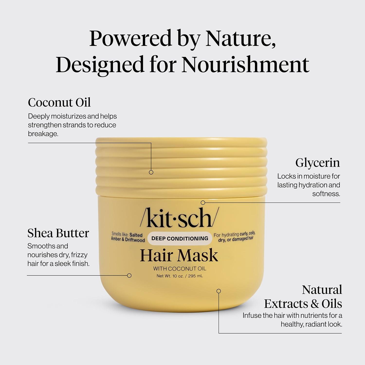 image:imageKitsch Deep Conditioning Hair Mask Moisturizing Hair Mask for Damaged Hair with Coconut Oil Hydrating Strengthening amp FrizzReducing Hair Care Treatment for Curly Coily amp All Hair Types 10 oz