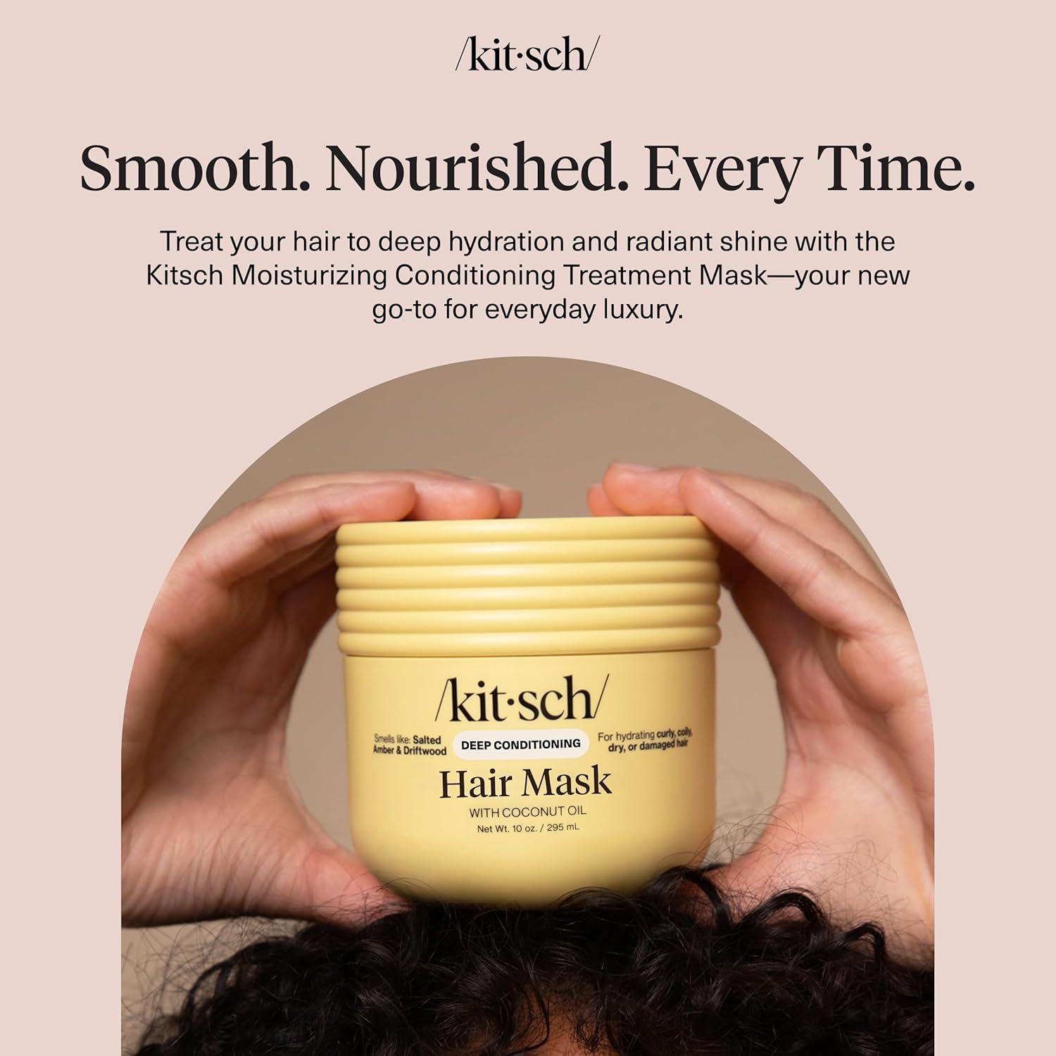 image:imageKitsch Deep Conditioning Hair Mask Moisturizing Hair Mask for Damaged Hair with Coconut Oil Hydrating Strengthening amp FrizzReducing Hair Care Treatment for Curly Coily amp All Hair Types 10 oz
