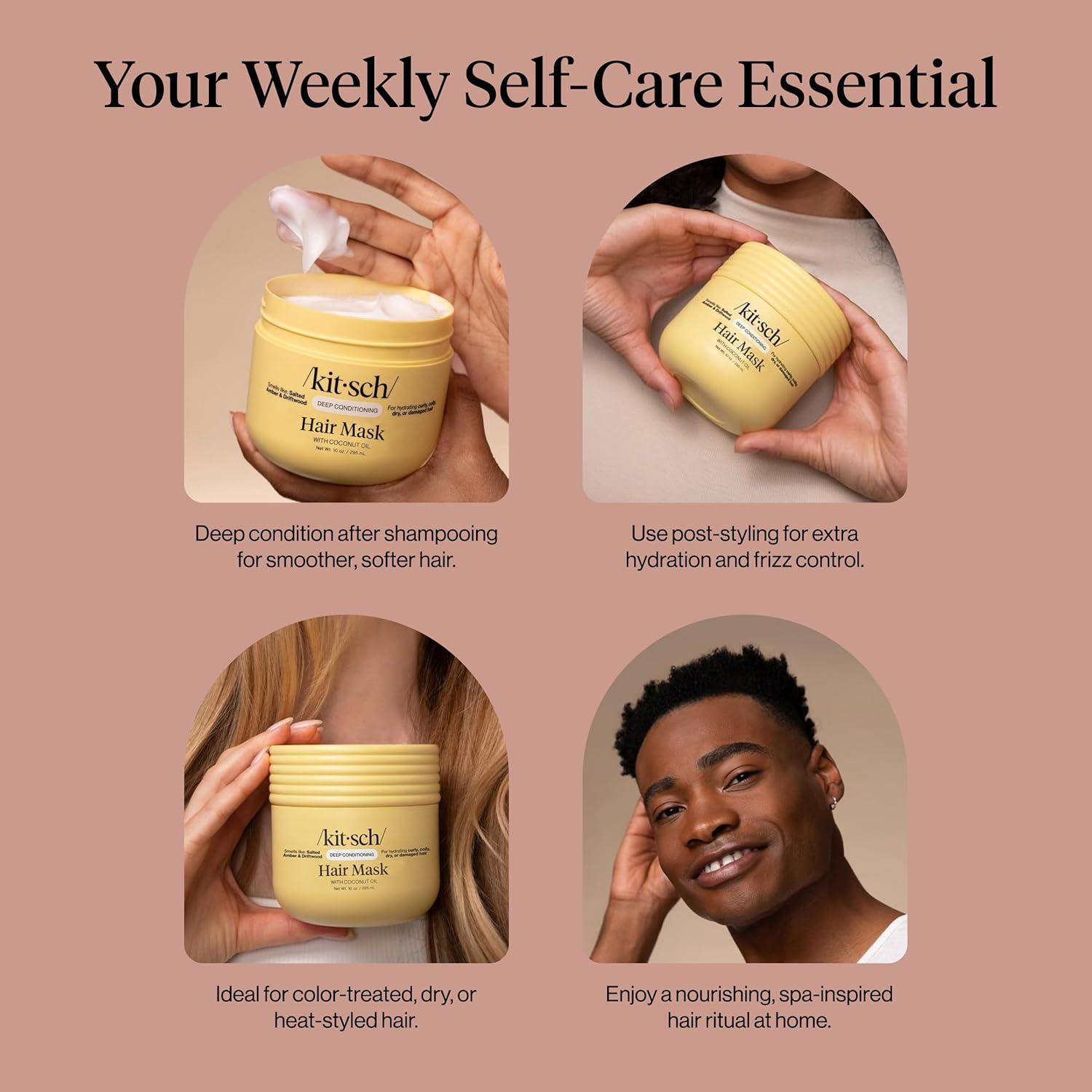 image:imageKitsch Deep Conditioning Hair Mask Moisturizing Hair Mask for Damaged Hair with Coconut Oil Hydrating Strengthening amp FrizzReducing Hair Care Treatment for Curly Coily amp All Hair Types 10 oz