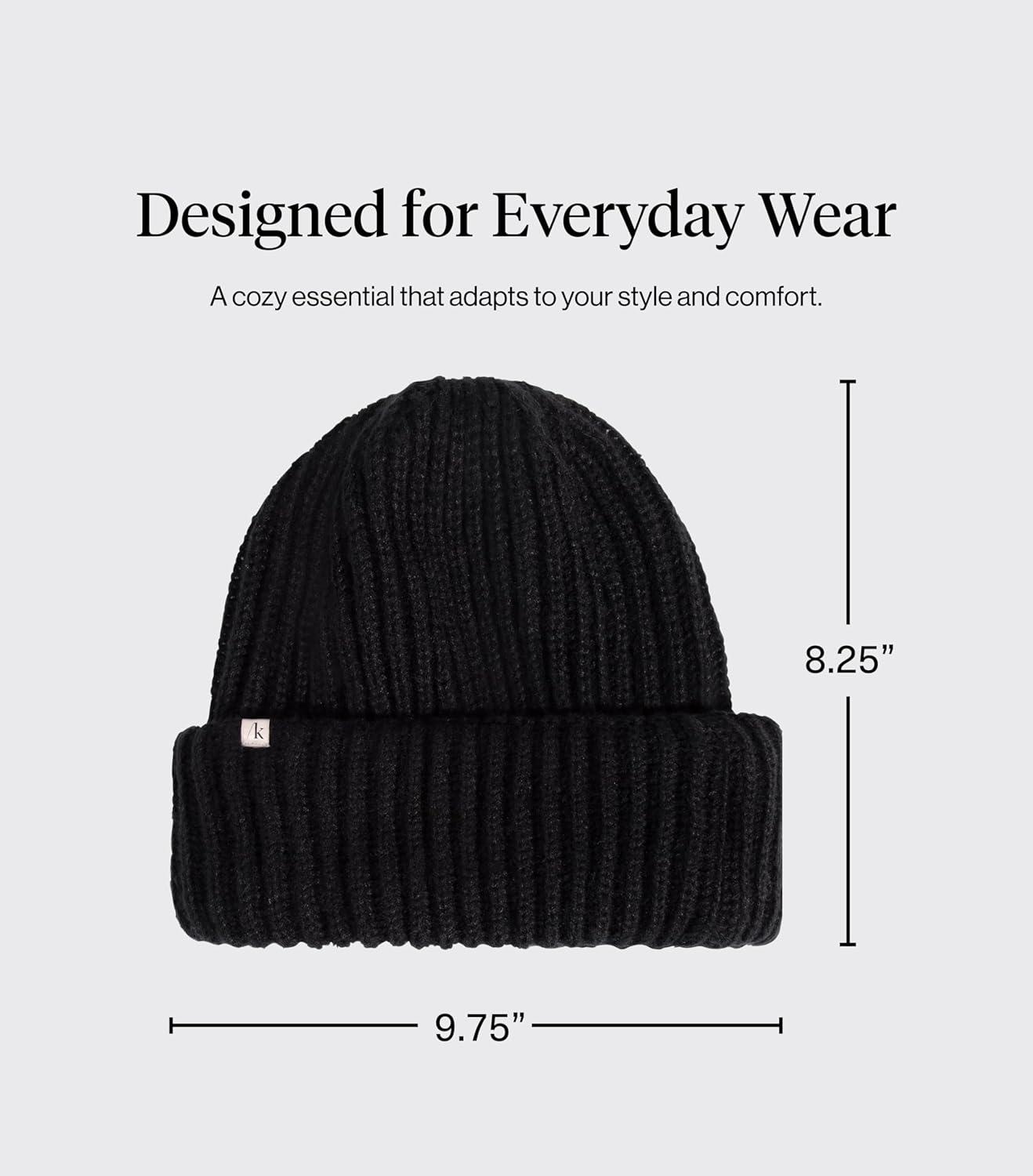 image:imageKitsch Glazey Satin Lined Beanie for Men and Women Cozy Winter Hats for Men Stylish AntiFrizz Hat for All Hair TypesBlack