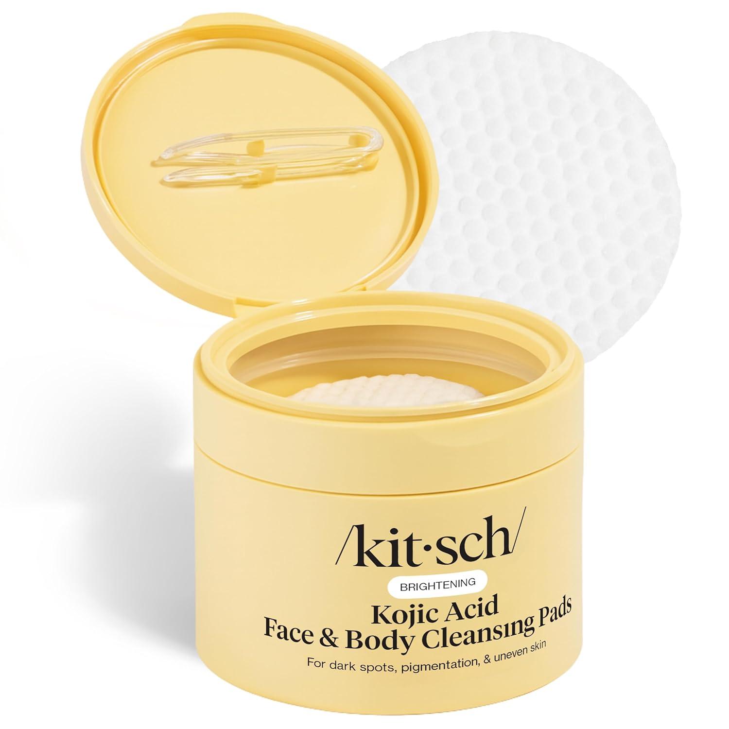 image:imageKitsch Kojic Acid Cleansing Pads with Turmeric amp Cica to Smooth Refresh amp Even Tone Skin Care Exfoliating amp Brightening PreSoaked Cotton Pads for Face and Body 50 count