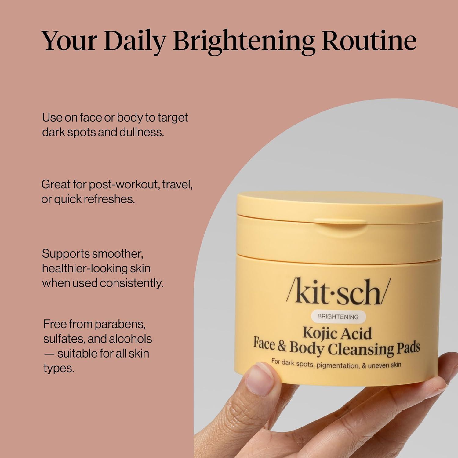 image:imageKitsch Kojic Acid Cleansing Pads with Turmeric amp Cica to Smooth Refresh amp Even Tone Skin Care Exfoliating amp Brightening PreSoaked Cotton Pads for Face and Body 50 count