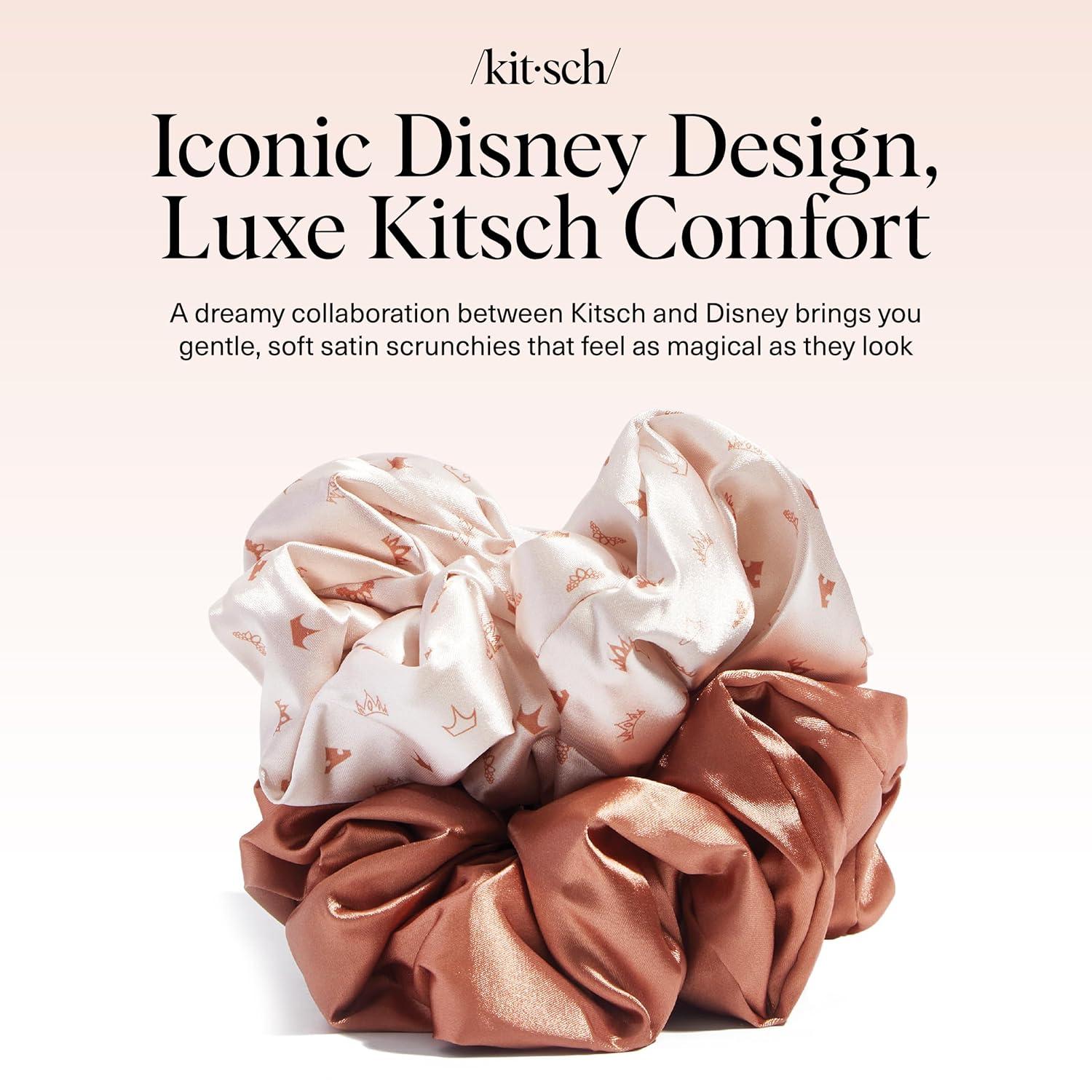 image:imageKitsch Pillow Satin Scrunchies for Women Hair Ties No Damage No Crease Hair Accessories Perfect for Day or Night Ideal Gifts for Women 4pcsDesert Crown