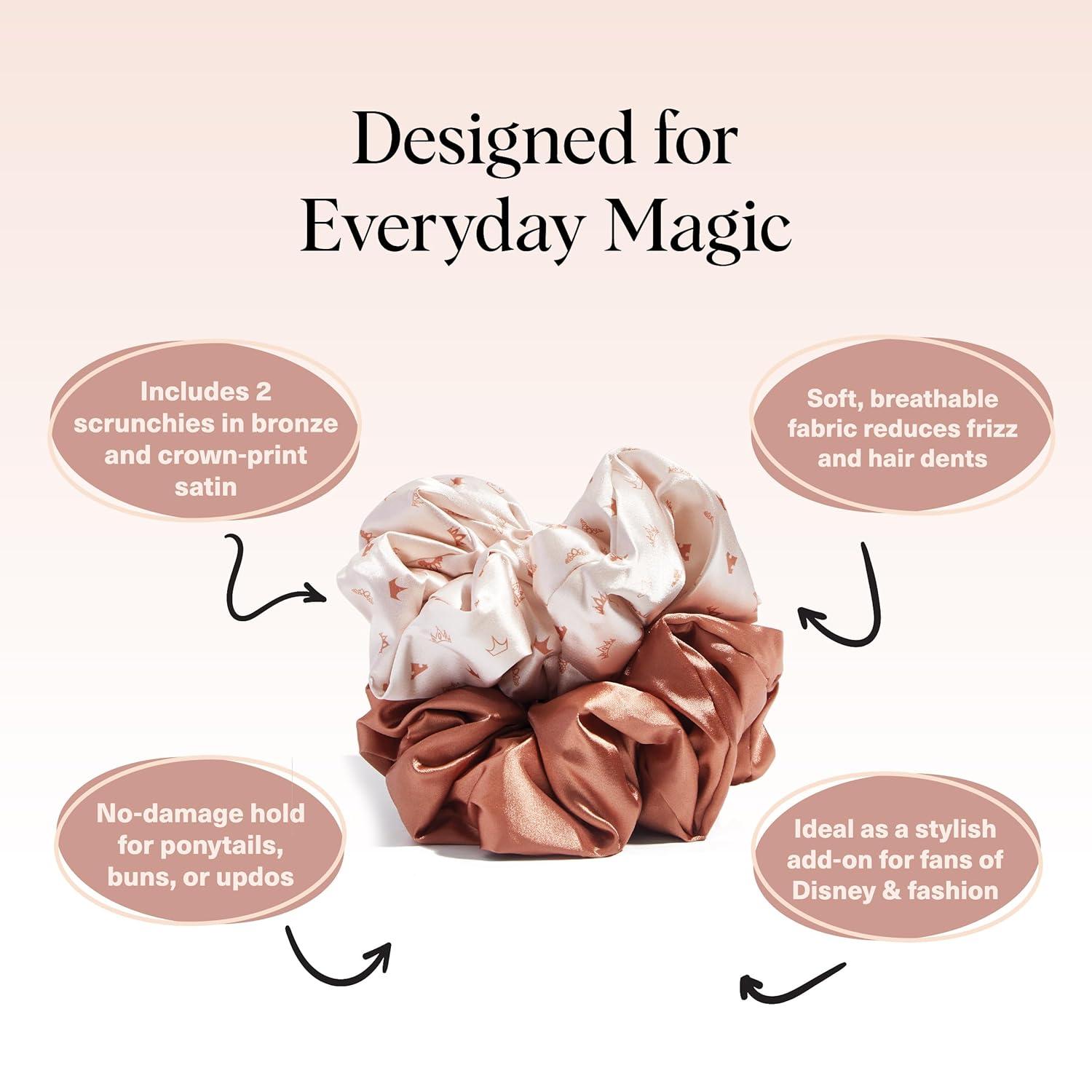 image:imageKitsch Pillow Satin Scrunchies for Women Hair Ties No Damage No Crease Hair Accessories Perfect for Day or Night Ideal Gifts for Women 4pcsDesert Crown