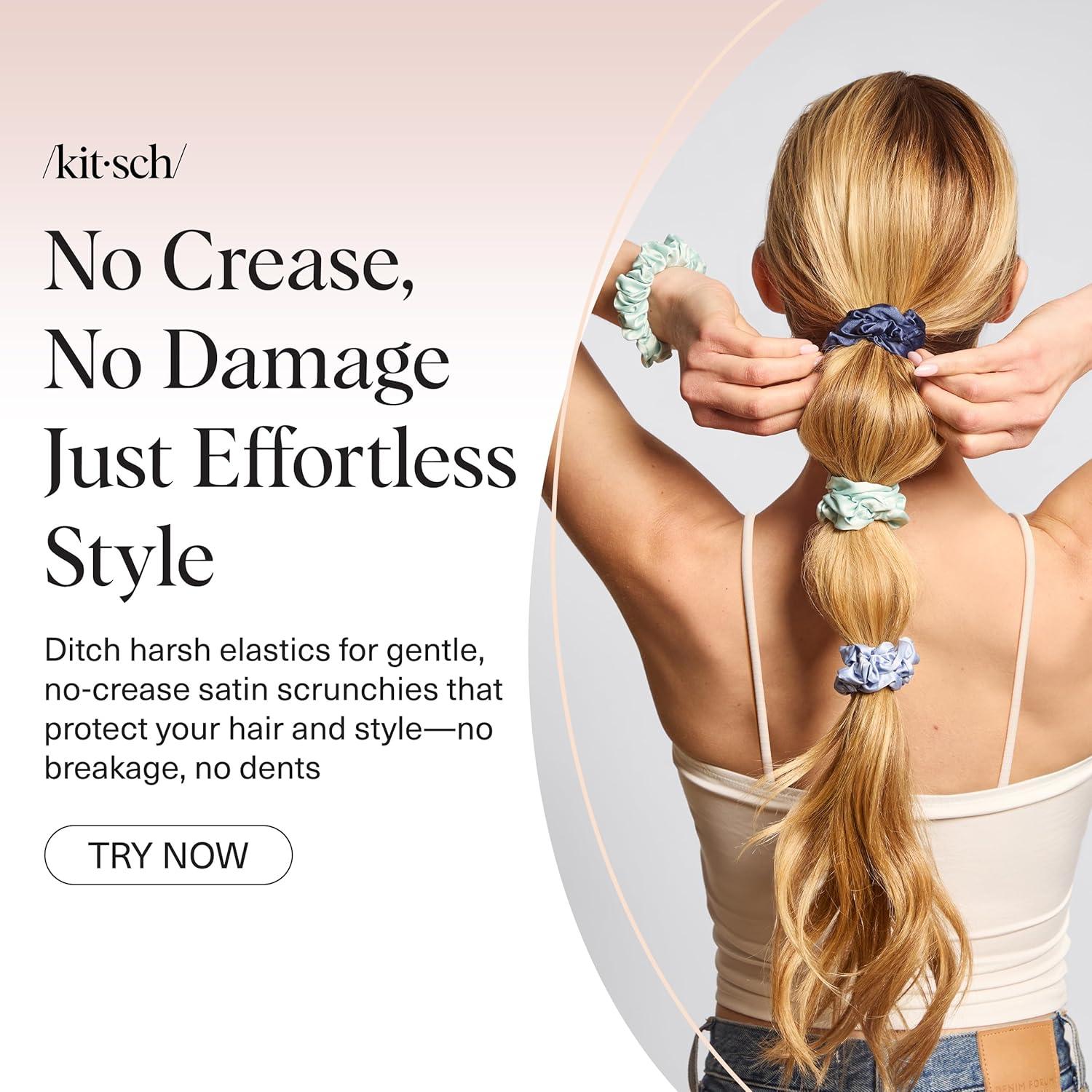image:imageKitsch Pillow Satin Scrunchies for Women Hair Ties No Damage No Crease Hair Accessories Perfect for Day or Night Ideal Gifts for Women 4pcsGarden Bouquet 5 pcs