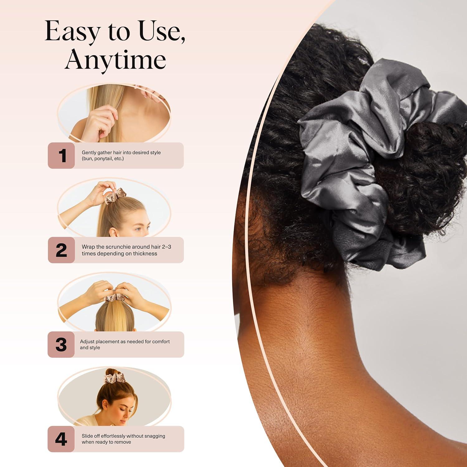 image:imageKitsch Pillow Satin Scrunchies for Women Hair Ties No Damage No Crease Hair Accessories Perfect for Day or Night Ideal Gifts for Women 4pcsGold