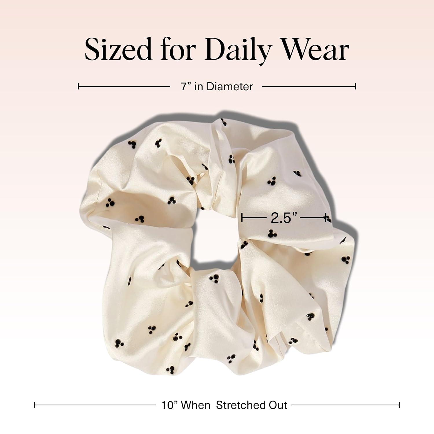 image:imageKitsch Pillow Satin Scrunchies for Women Hair Ties No Damage No Crease Hair Accessories Perfect for Day or Night Ideal Gifts for Women 4pcsMickeyMinnie Cream Rhinestone
