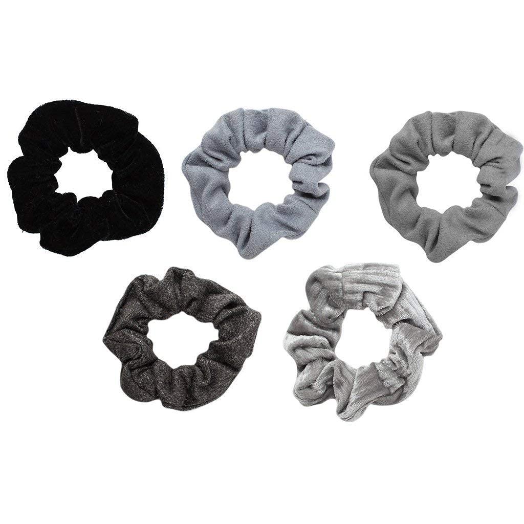 image:imageKitsch Pillow Satin Scrunchies for Women Hair Ties No Damage No Crease Hair Accessories Perfect for Day or Night Ideal Gifts for Women 4pcsVelvet BlackGray