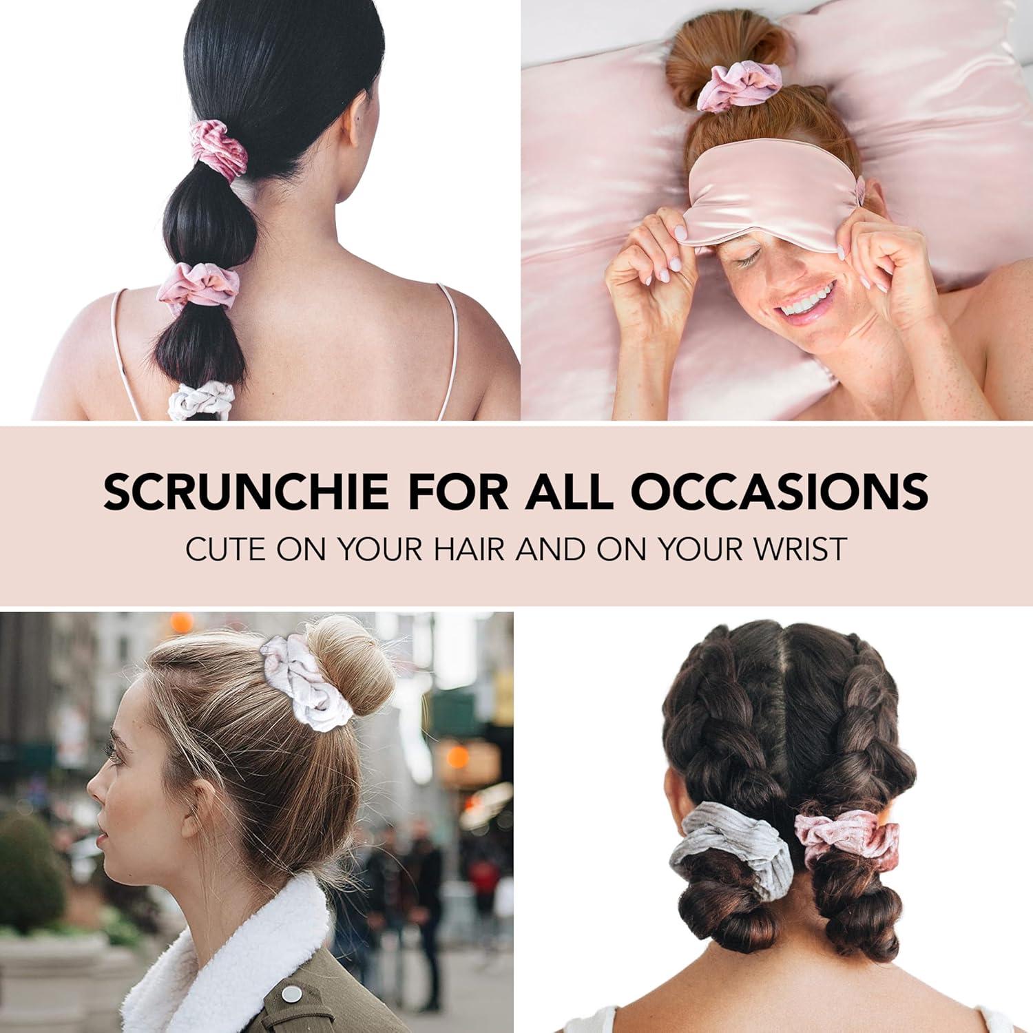 image:imageKitsch Pillow Satin Scrunchies for Women Hair Ties No Damage No Crease Hair Accessories Perfect for Day or Night Ideal Gifts for Women 4pcsVelvet BlushMauve